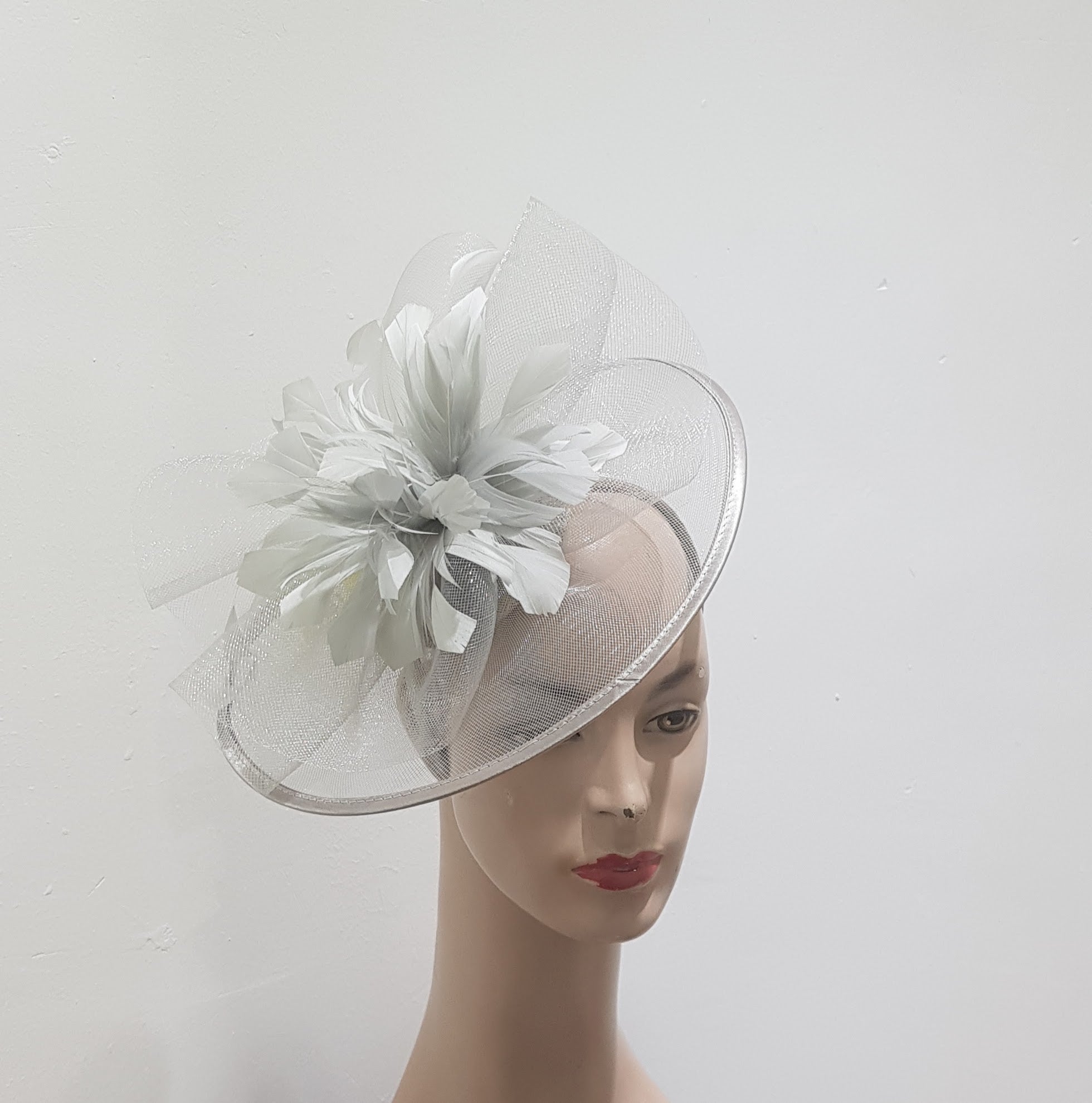 "Elegant Collection Crinoline Fascinator with Feathers"