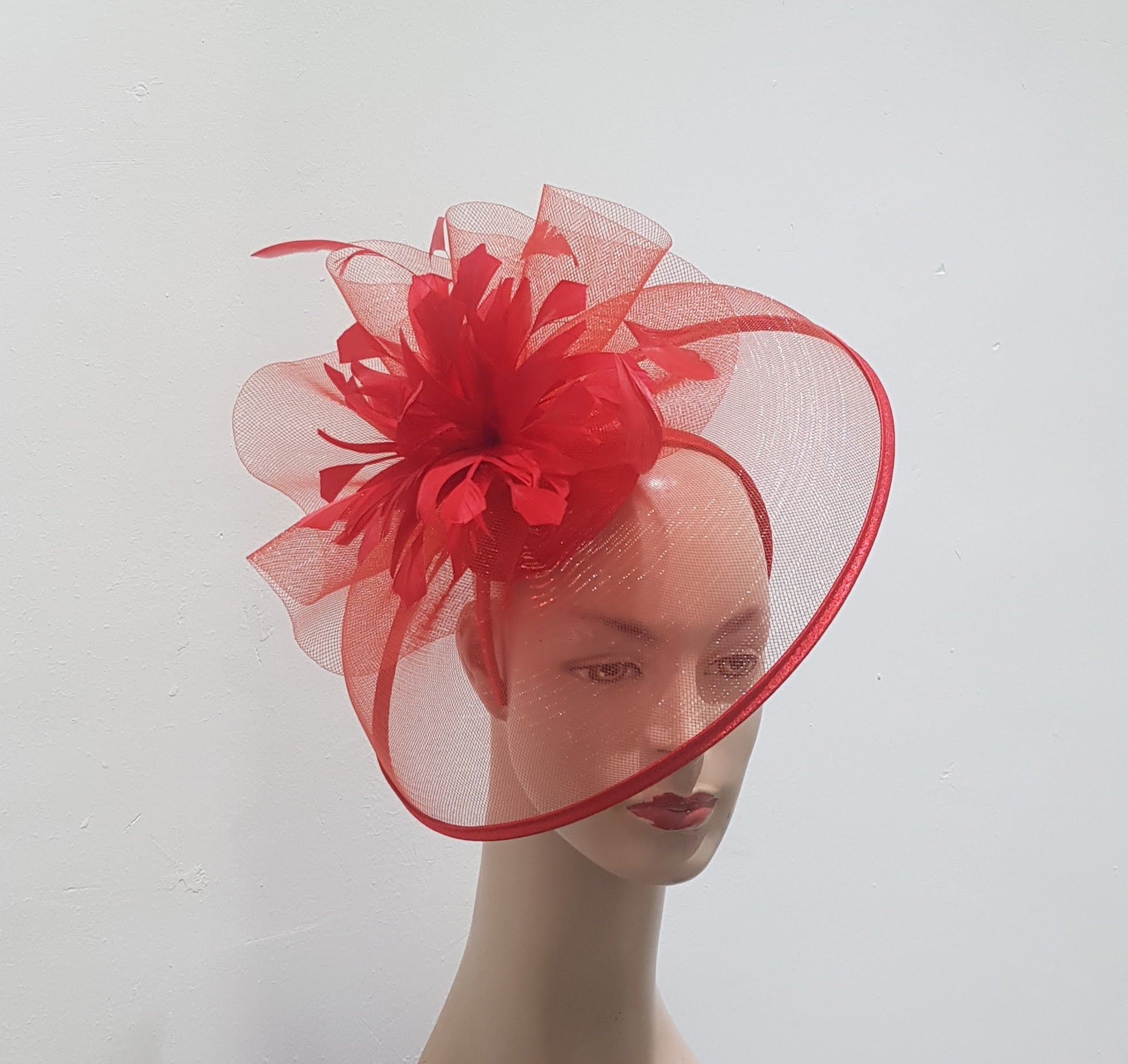 "Elegant Collection Crinoline Fascinator with Feathers"