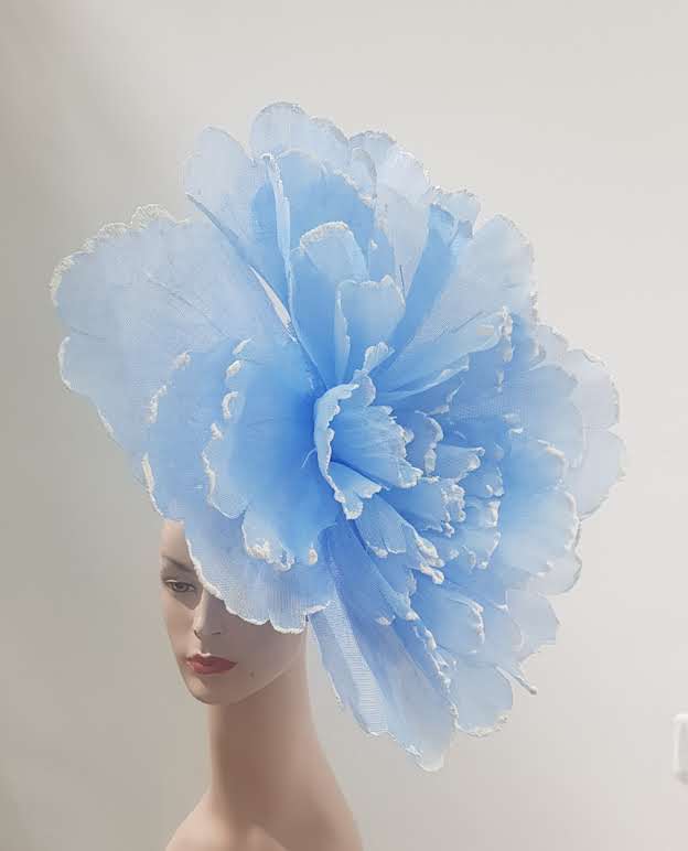 Blooming Elegance: Sky-Blue Floral Fascinator