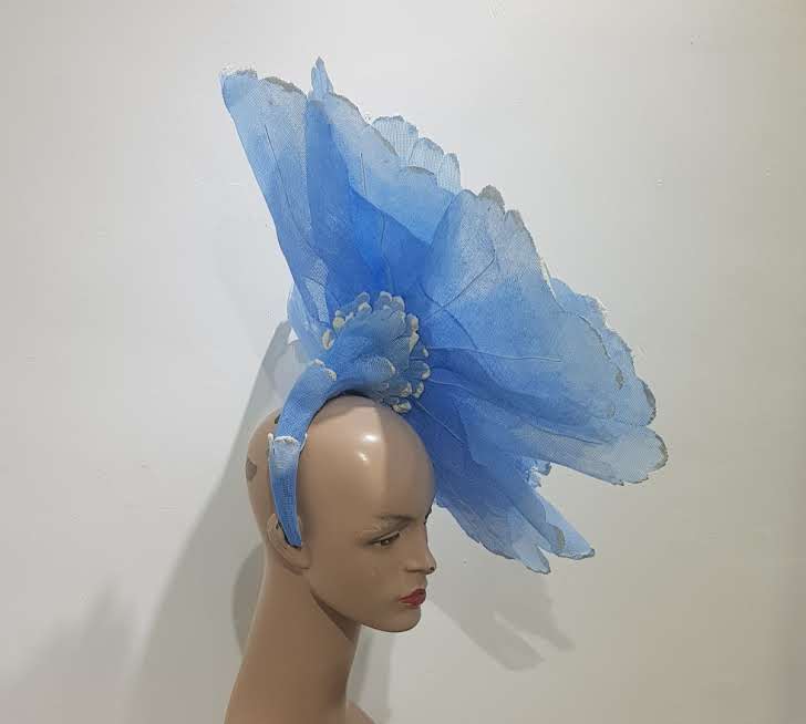 Blooming Elegance: Sky-Blue Floral Fascinator