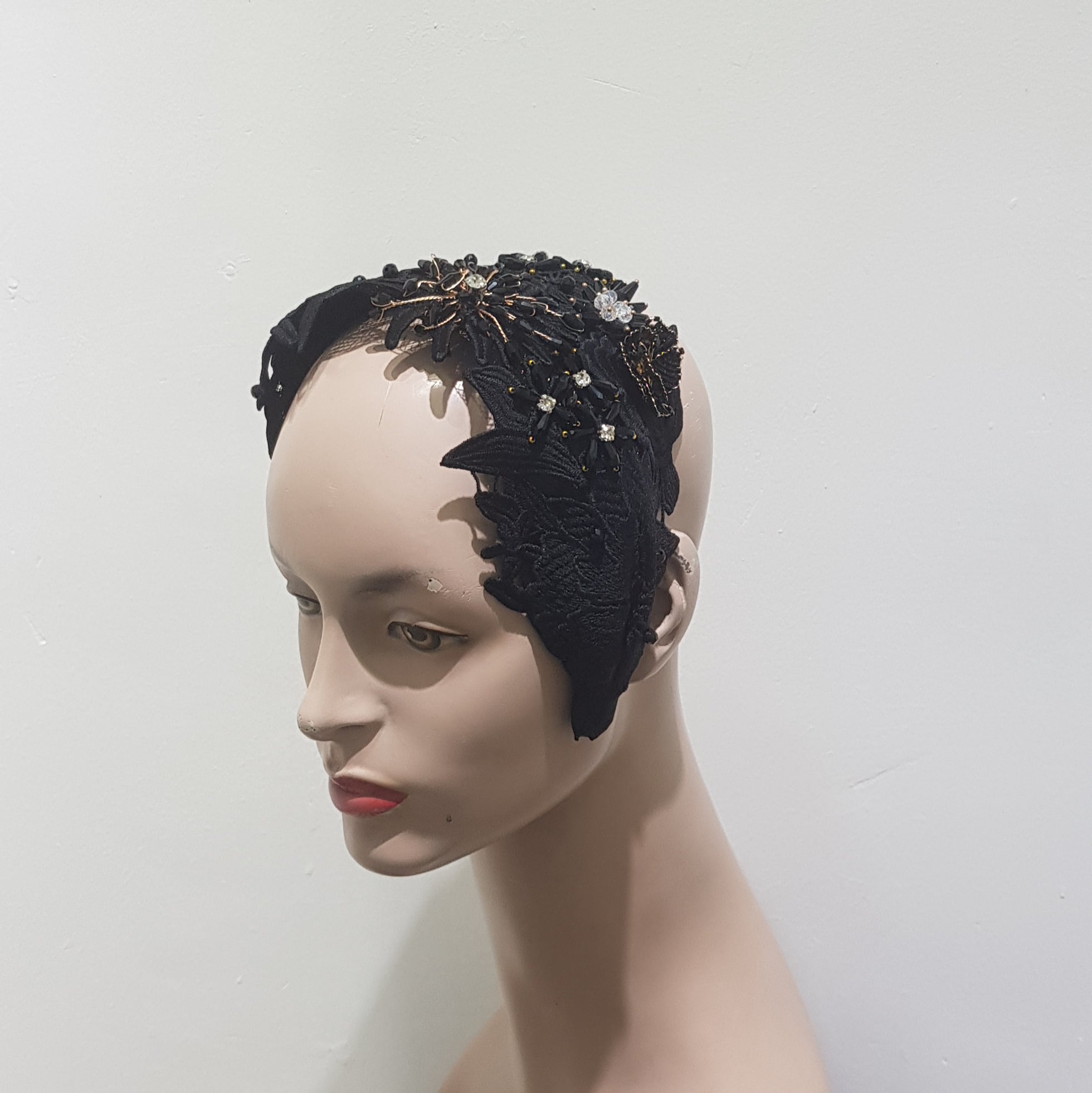 Elegant Black Lace Cap Headband