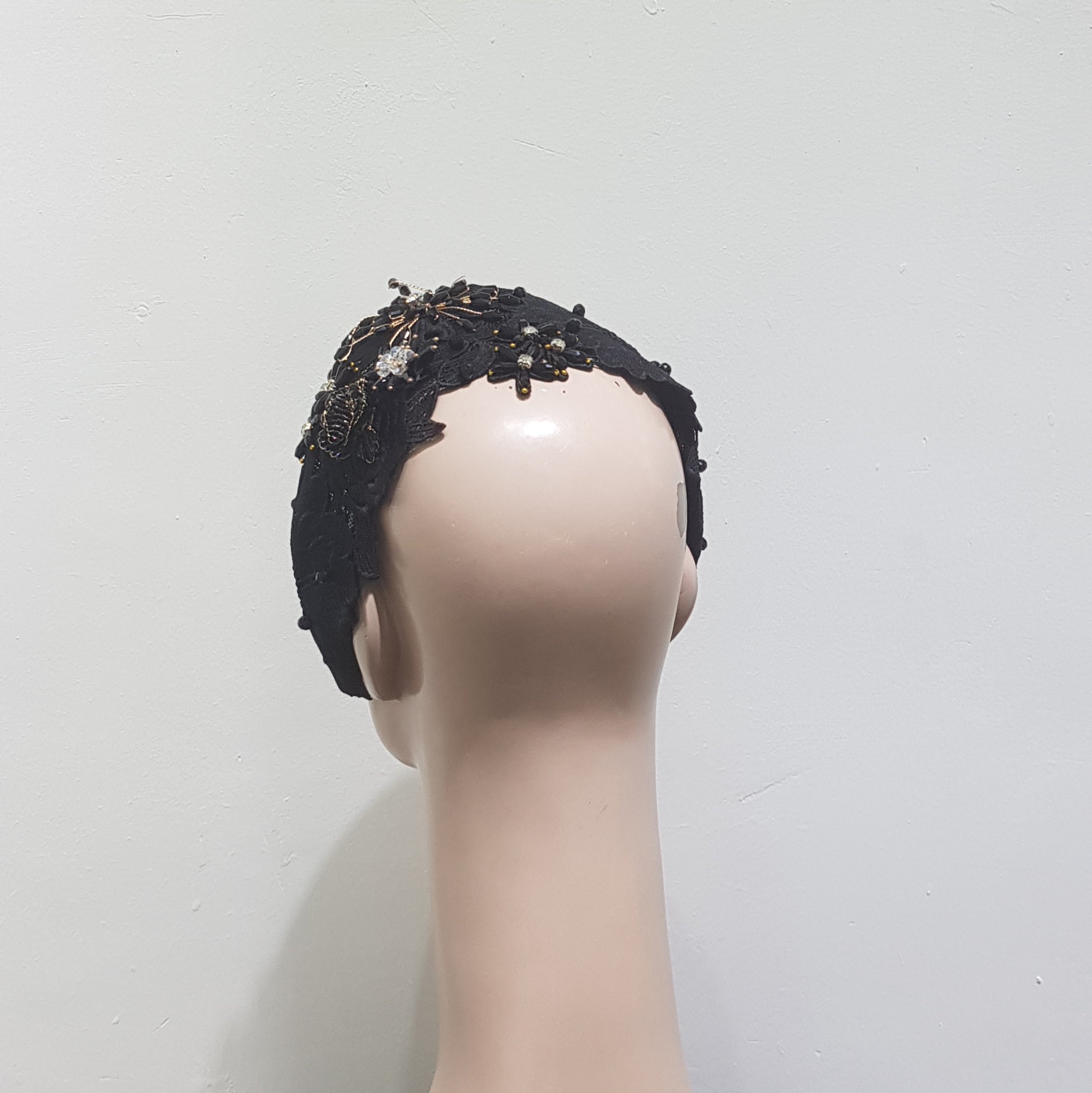 Elegant Black Lace Cap Headband