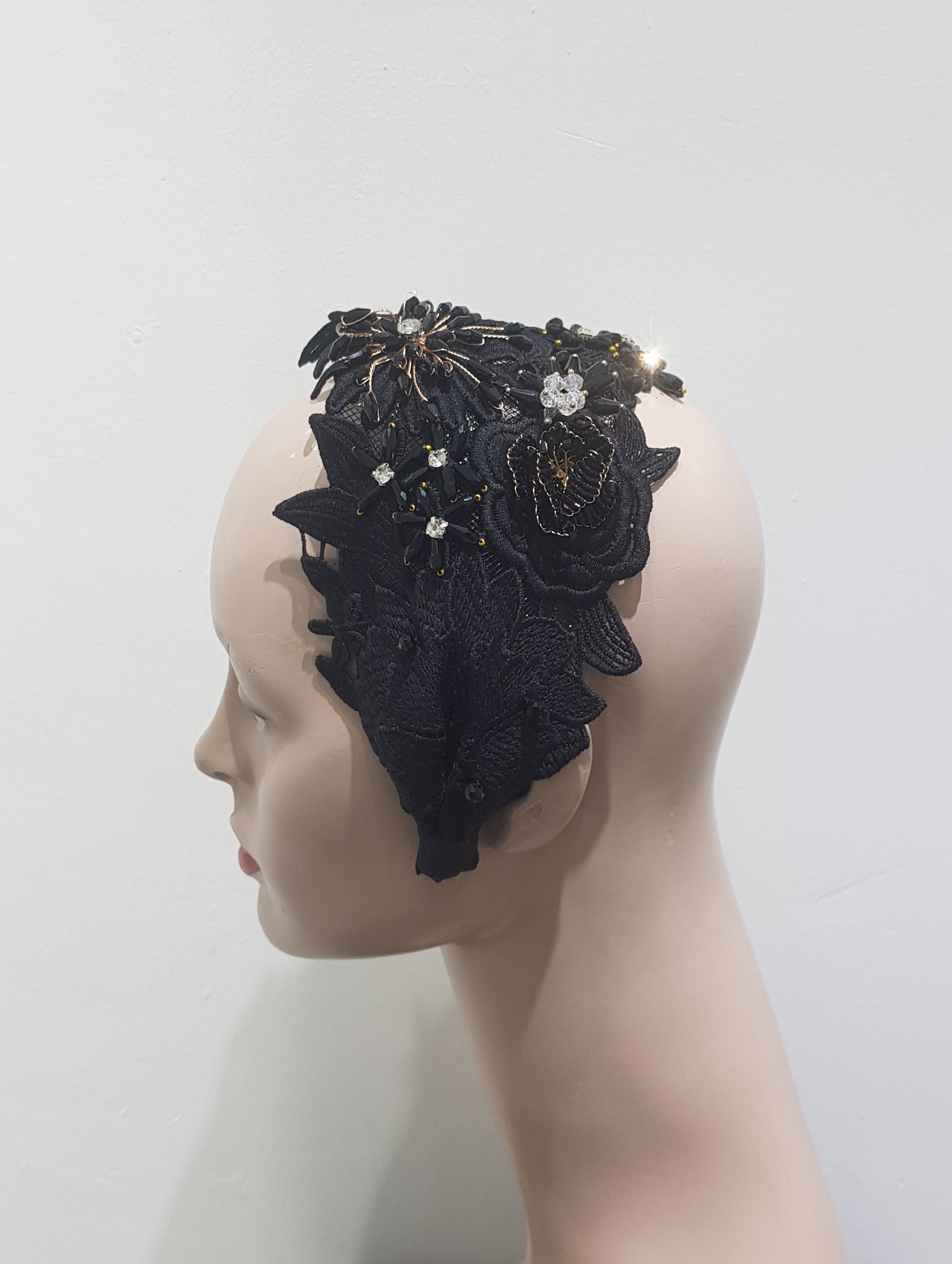 Elegant Black Lace Cap Headband