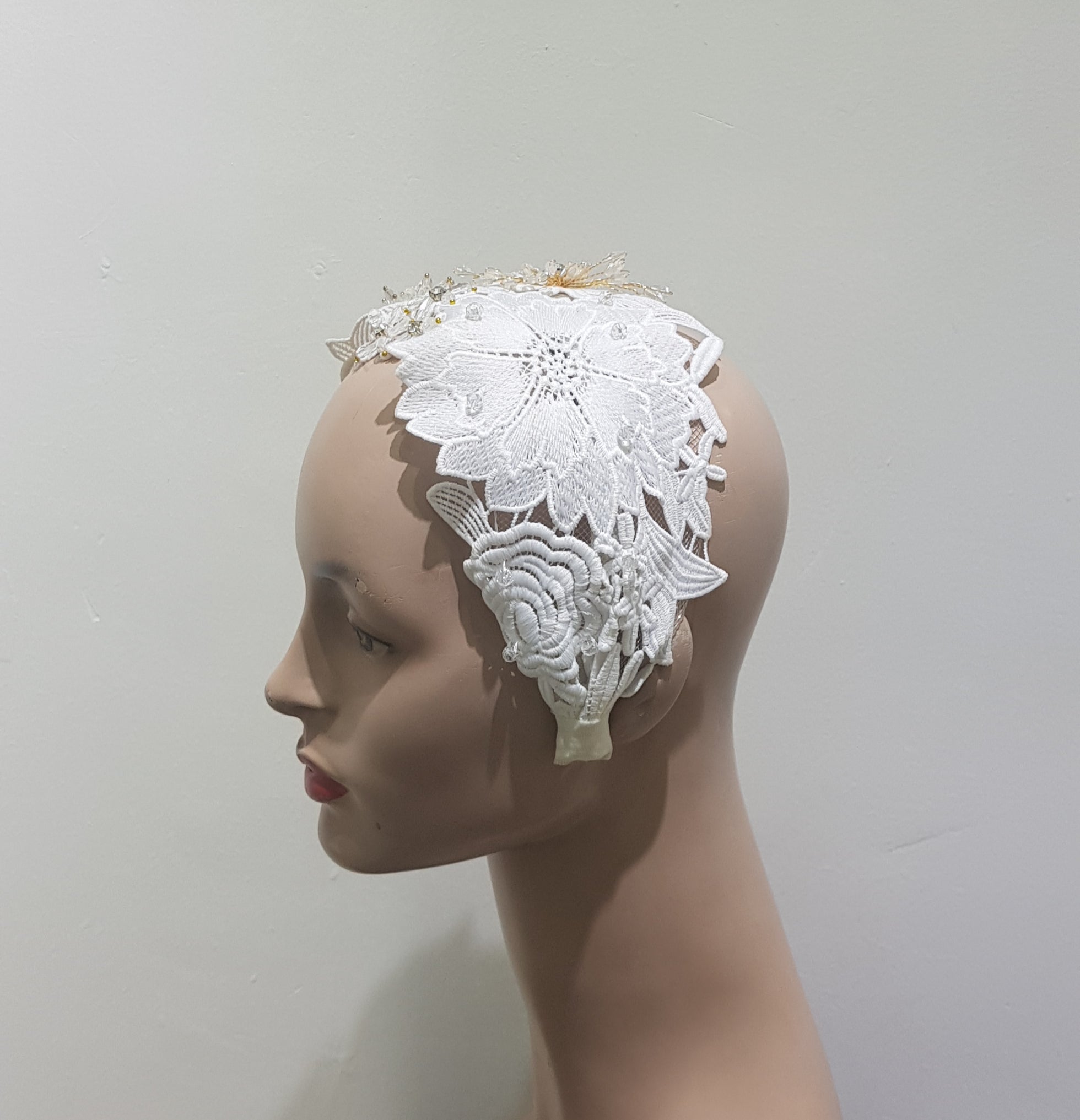 Elegant Bridal Lace Cap Headband