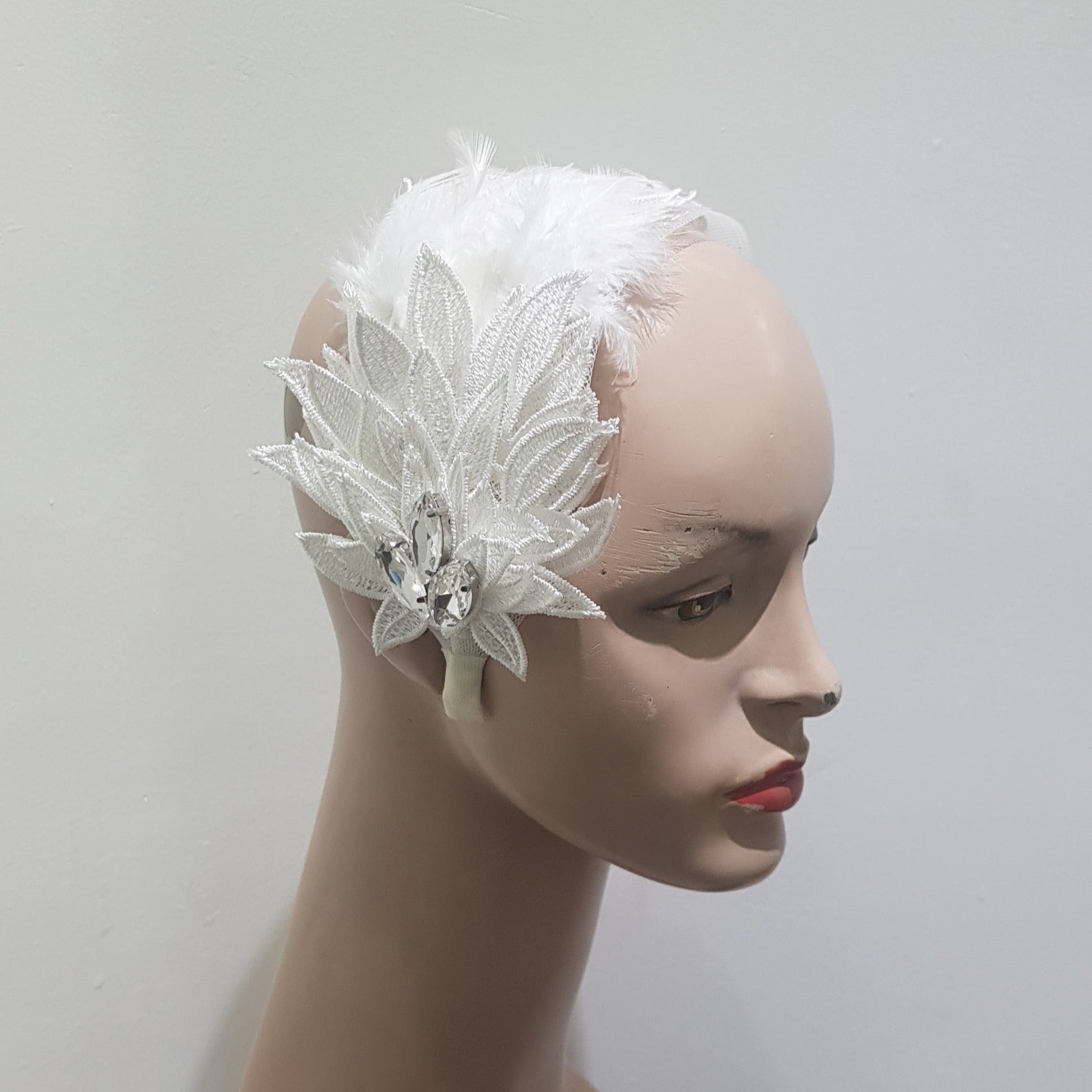 Elegant Feather and Lace Headband Duo