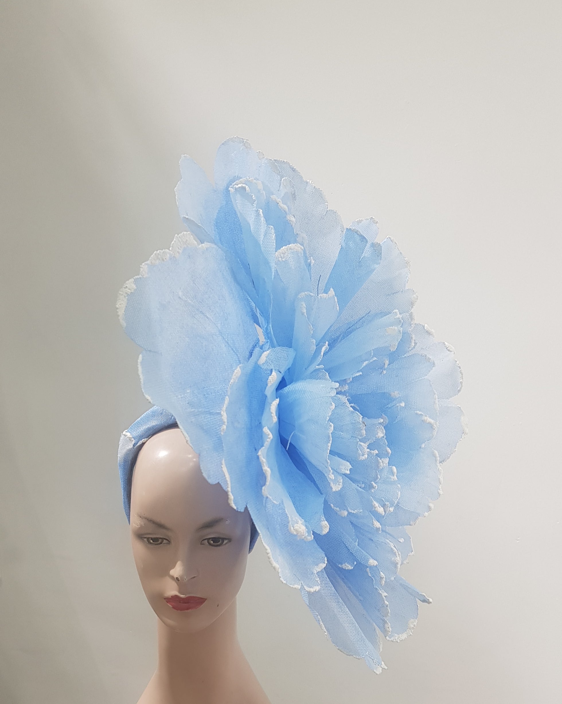 Blooming Elegance: Sky-Blue Floral Fascinator