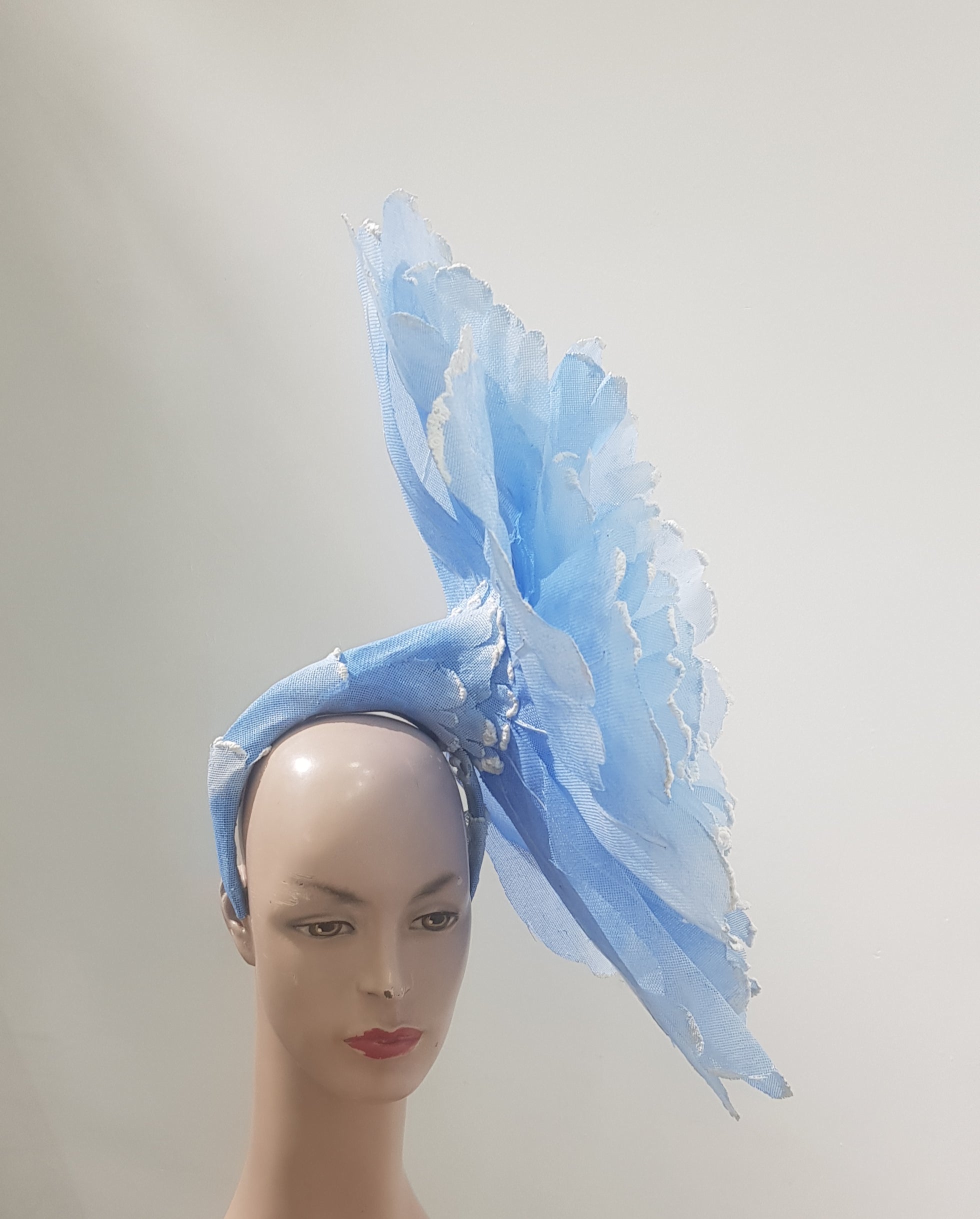 Blooming Elegance: Sky-Blue Floral Fascinator