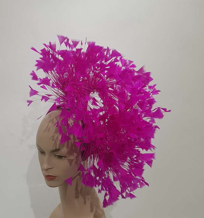 Fuchsia Flair Feather Fascinator