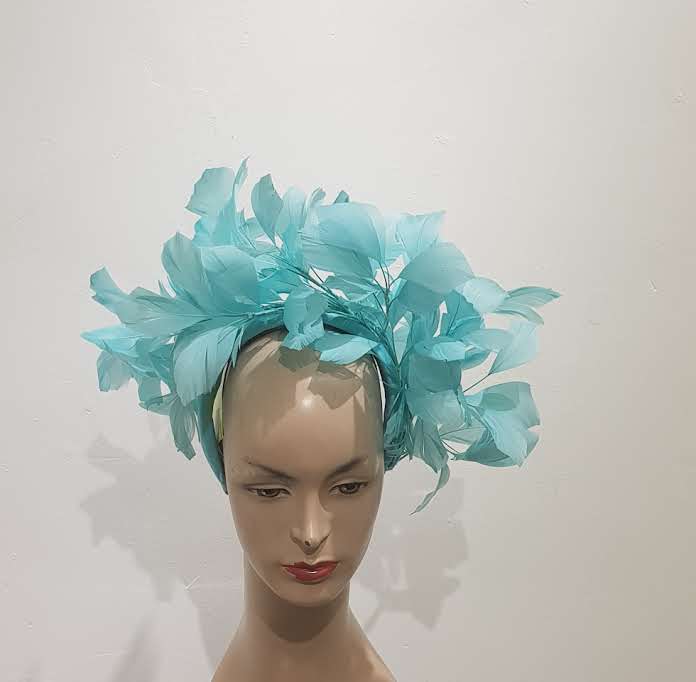 Aqua Elegance Feathered Fascinator