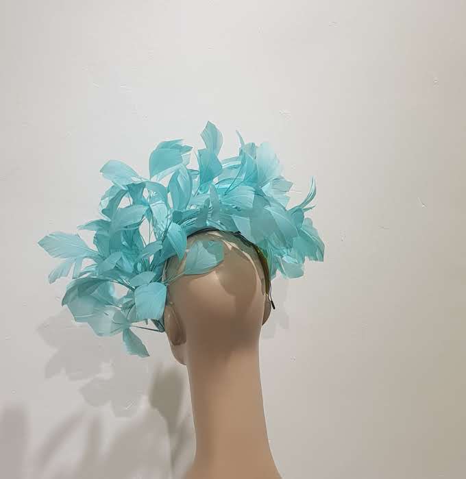 Aqua Elegance Feathered Fascinator