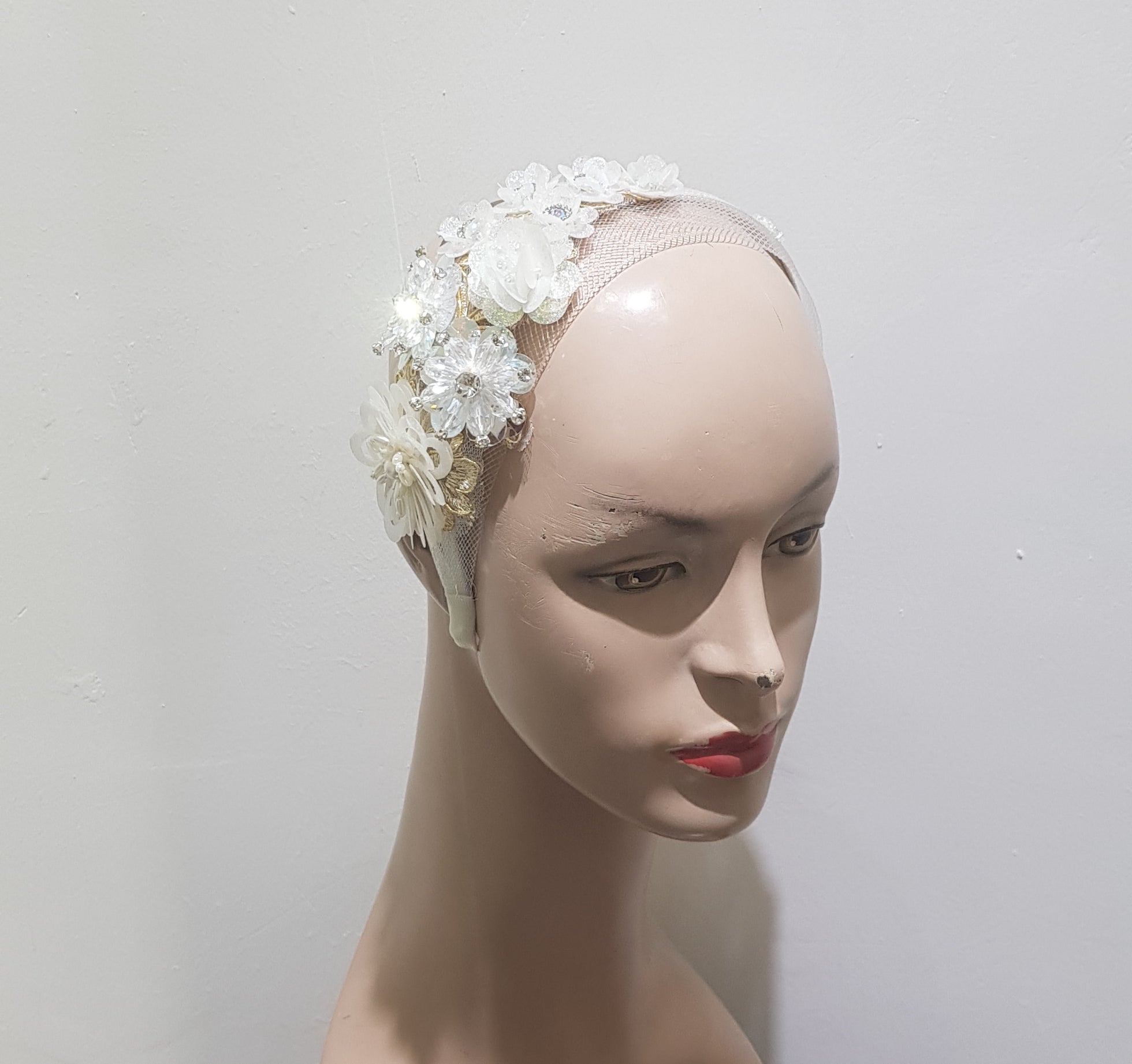 "Opalescent Blossom Bridal Headpiece"