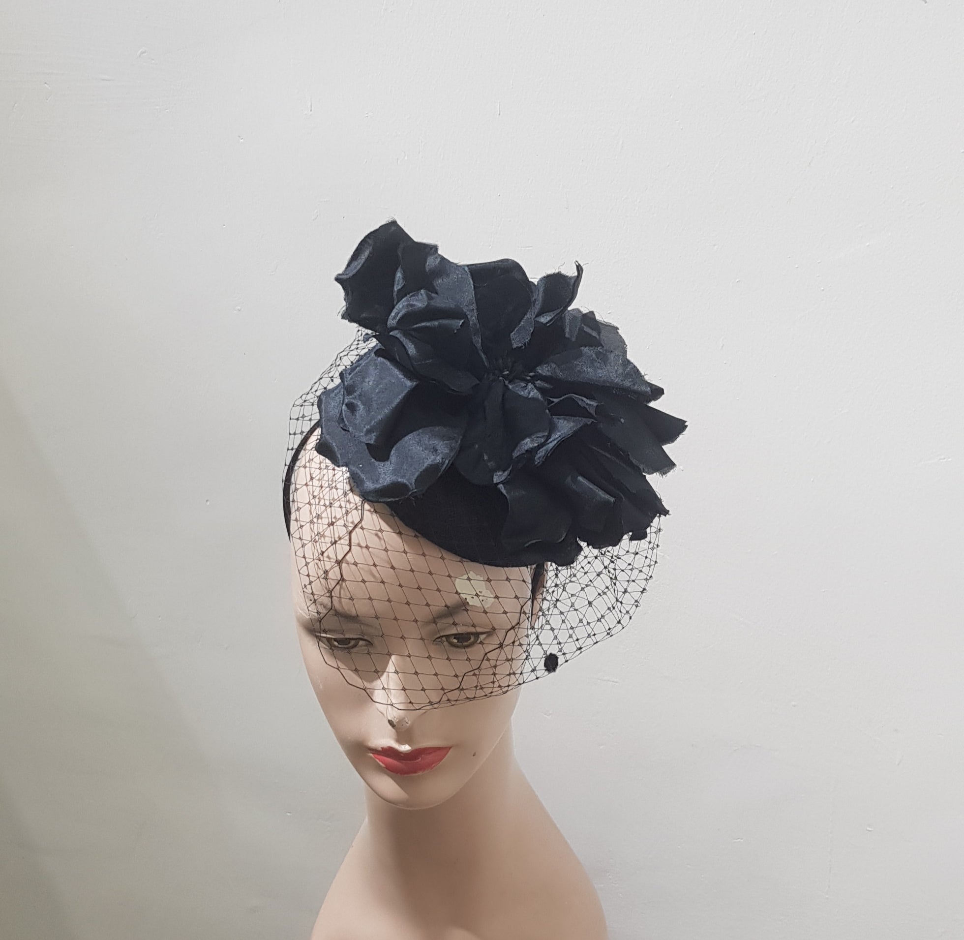 Midnight Blossom Veil Fascinator