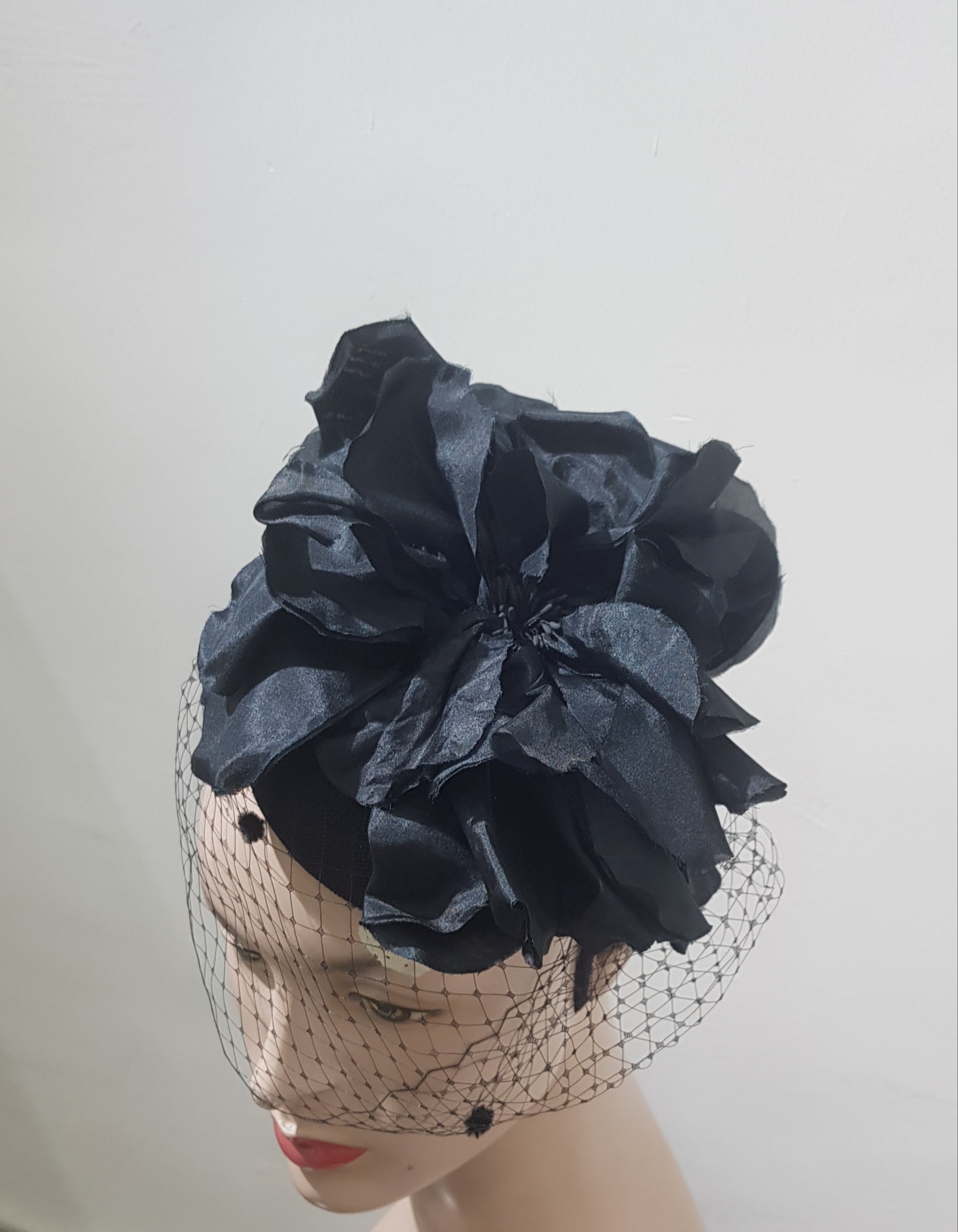 Midnight Blossom Veil Fascinator