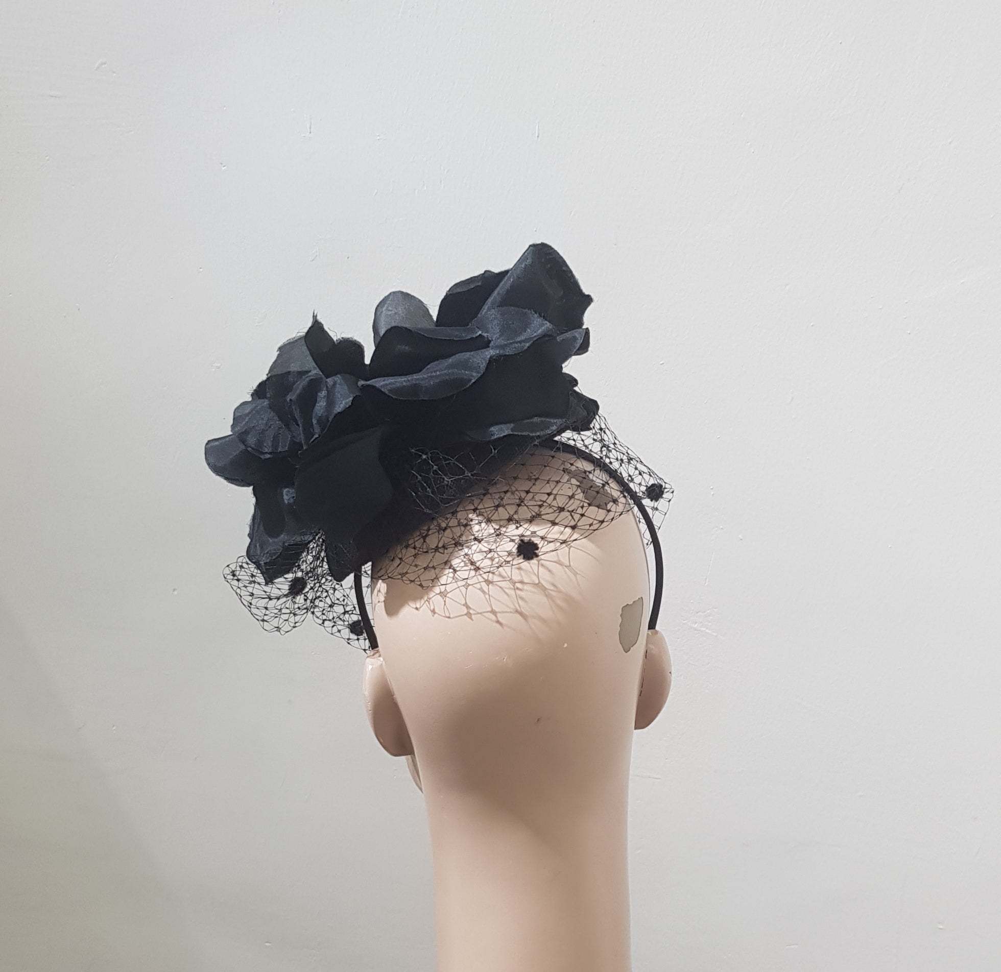 Midnight Blossom Veil Fascinator