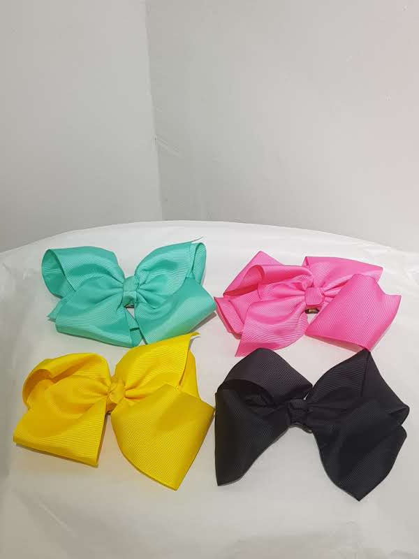 "Vibrant Grosgrain Ribbon Bow Hair Clips set of 4"