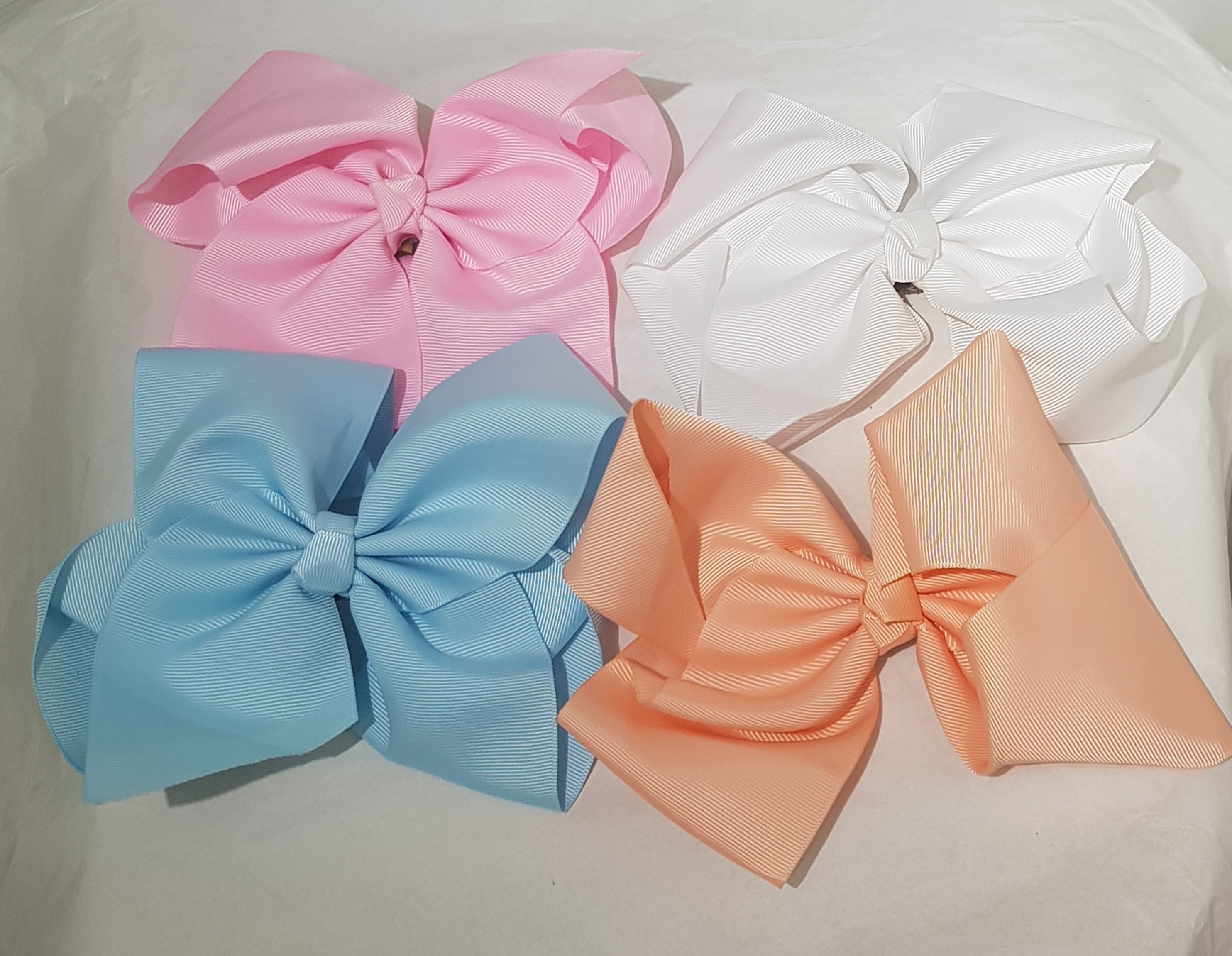 "Vibrant Grosgrain Ribbon Bow Hair Clips set of 4"