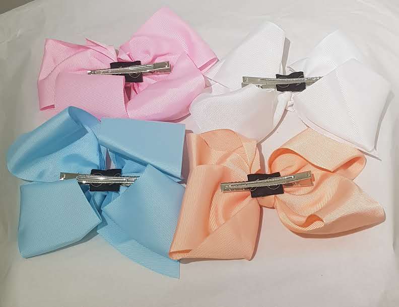 "Vibrant Grosgrain Ribbon Bow Hair Clips set of 4"