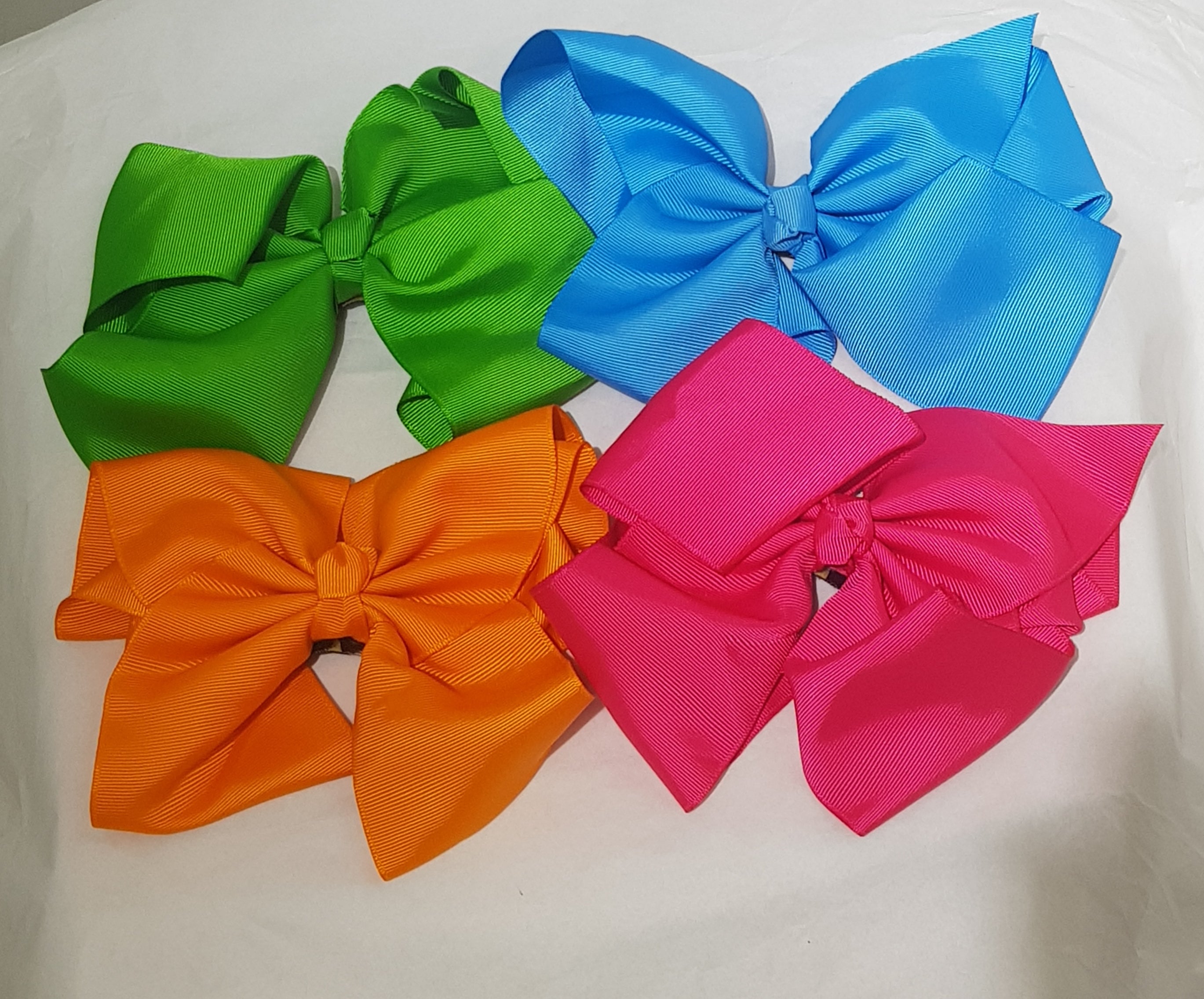 "Vibrant Grosgrain Ribbon Bow Hair Clips set of 4"