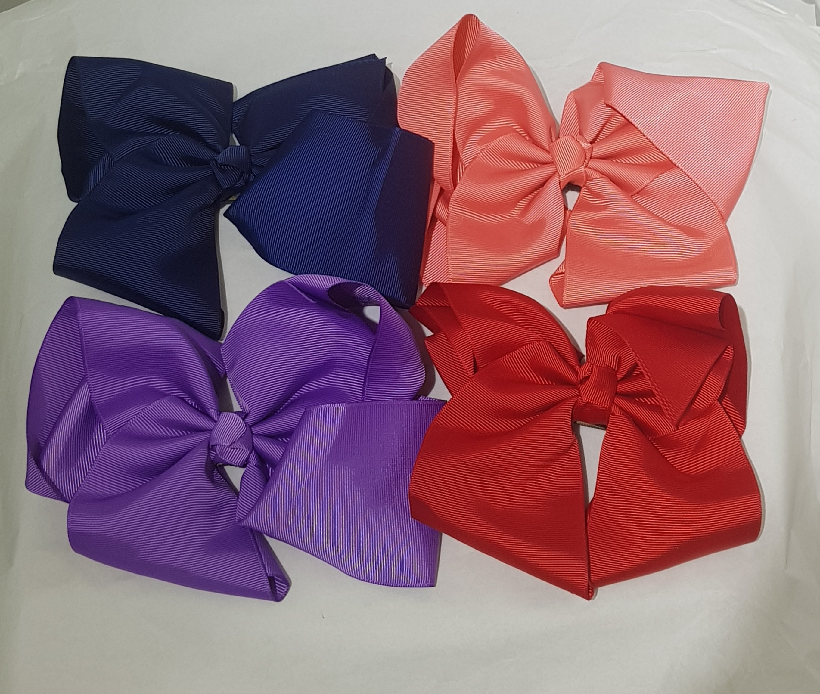 "Vibrant Grosgrain Ribbon Bow Hair Clips set of 4"