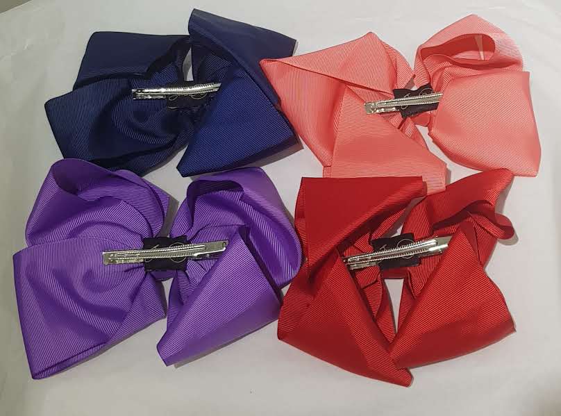 "Vibrant Grosgrain Ribbon Bow Hair Clips set of 4"