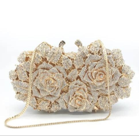 Luxurious shiny crystal clutch bag