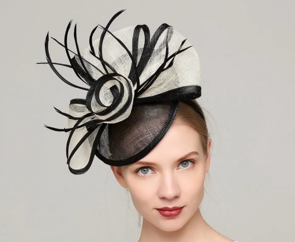 Sinamay and feather fascinator