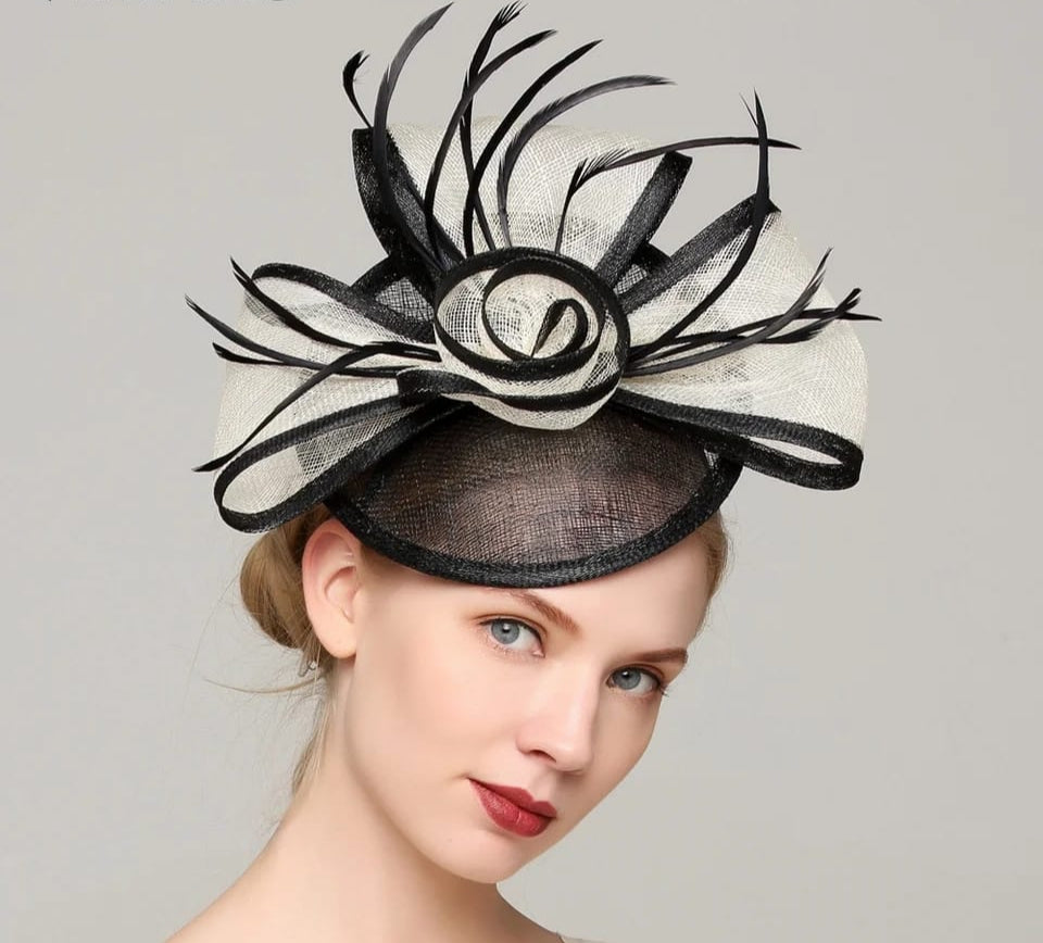 Sinamay and feather fascinator