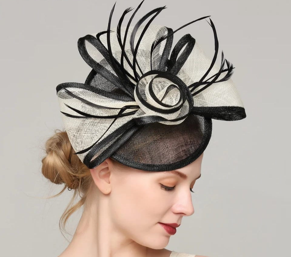 Sinamay and feather fascinator