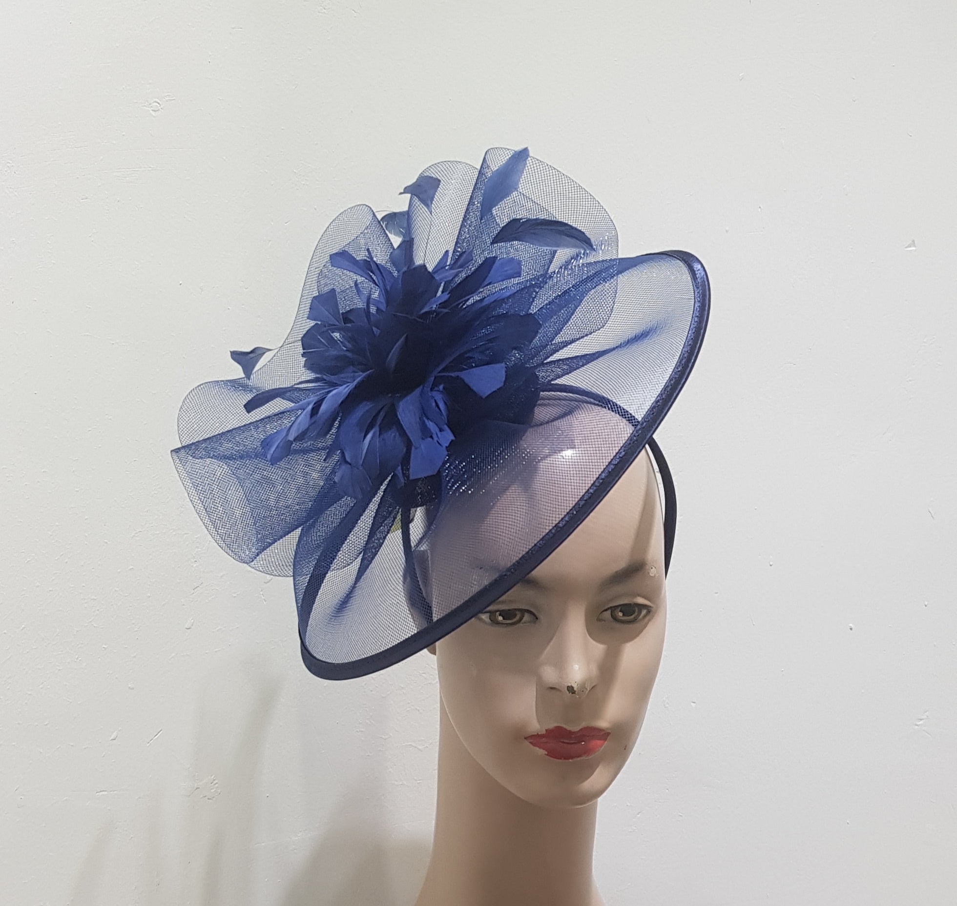 "Elegant Collection Crinoline Fascinator with Feathers"