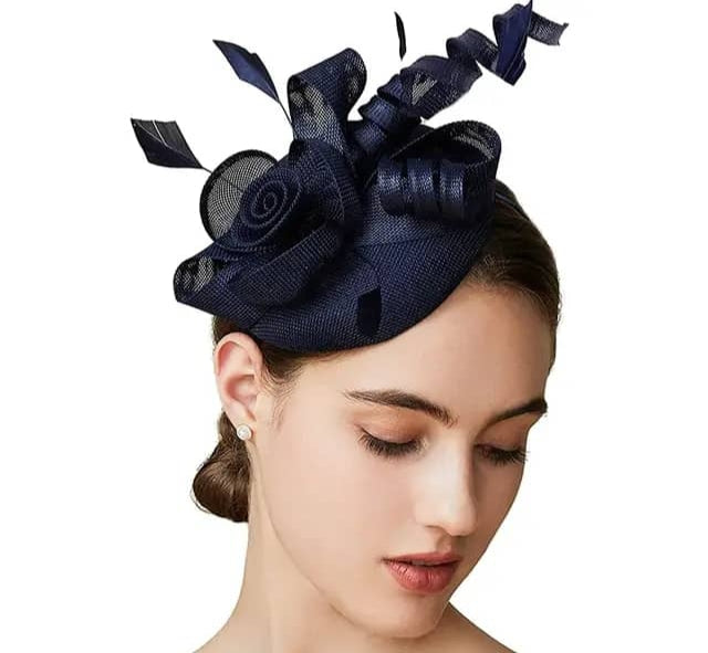 "Elegant sinamay-like feathered fascinator"