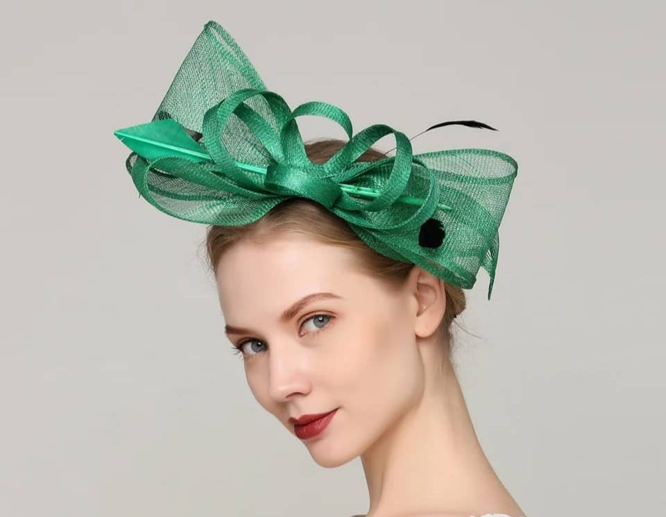 Verdant Vogue Sinamay Feathered Fascinator