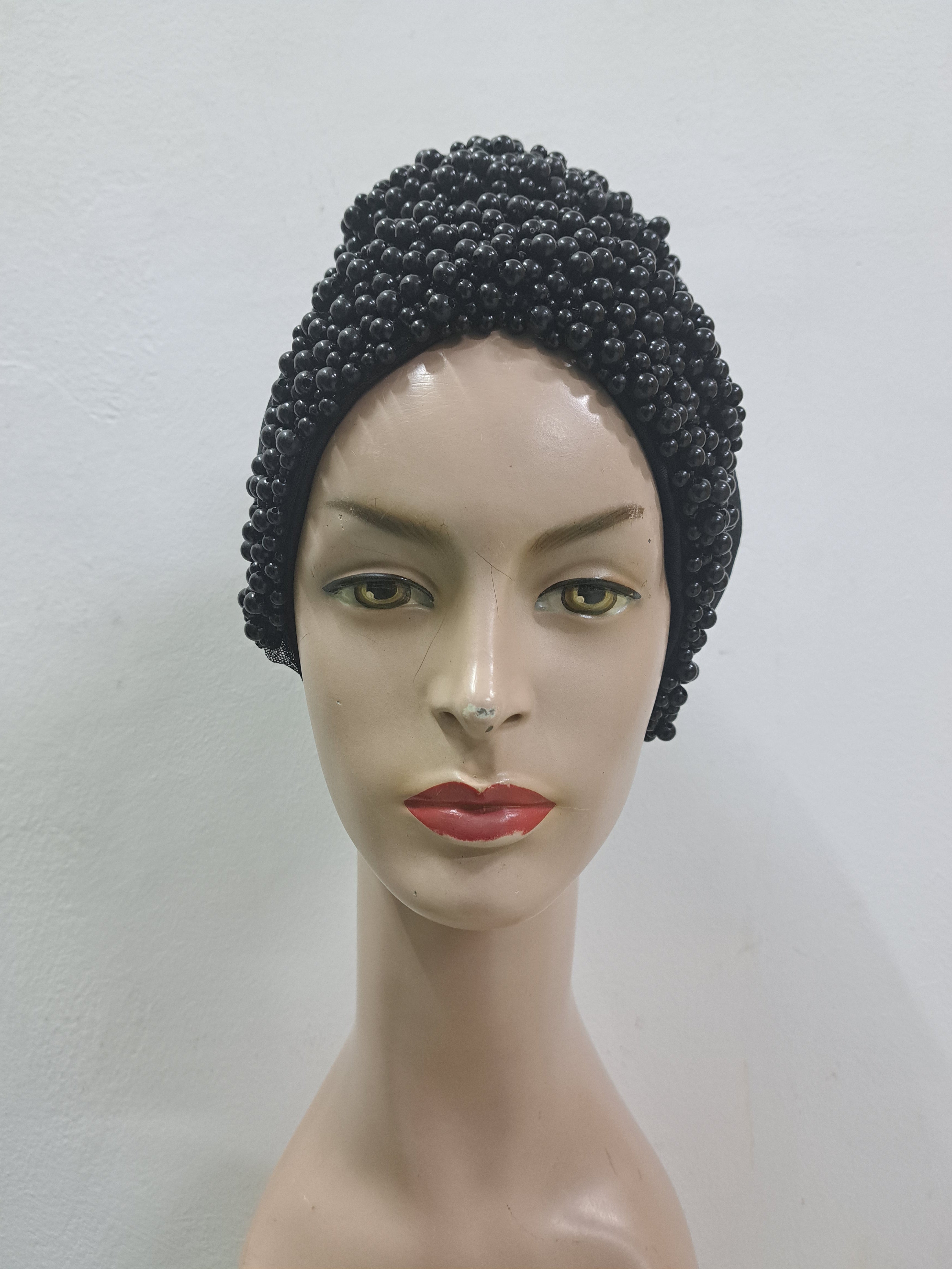 Midnight Elegance Beaded Turban