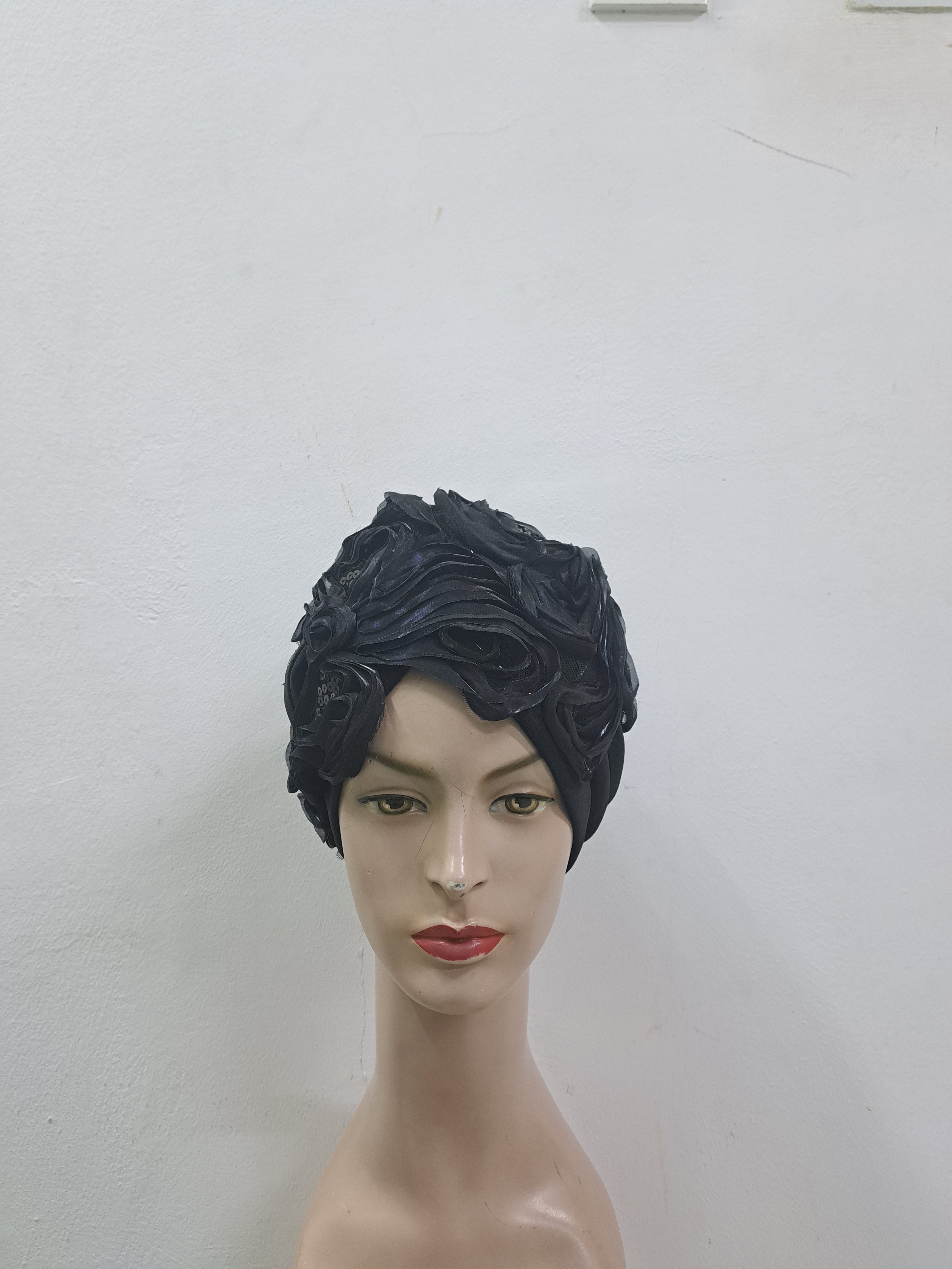 Black Rose Bloom Turban