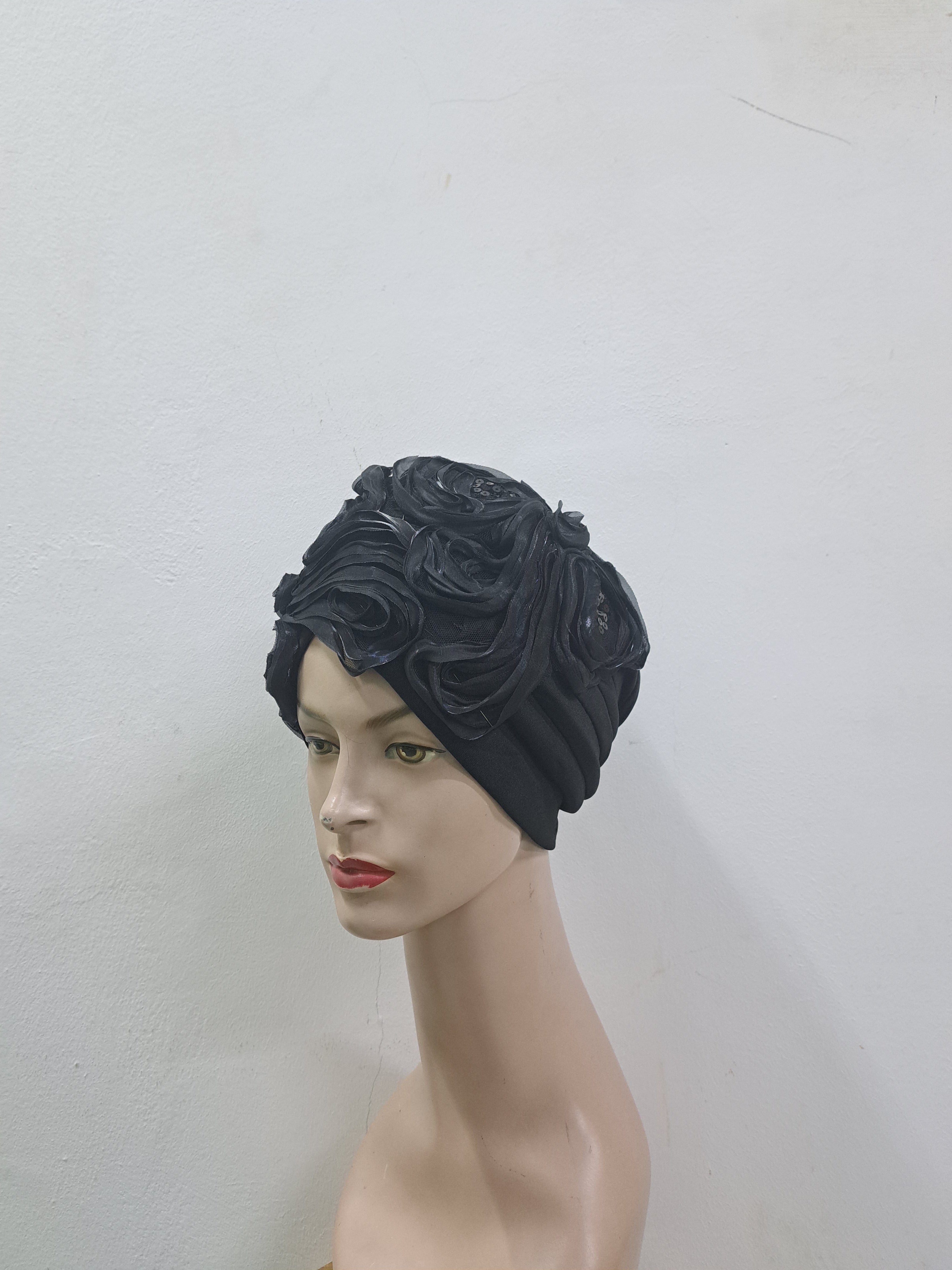 Black Rose Bloom Turban