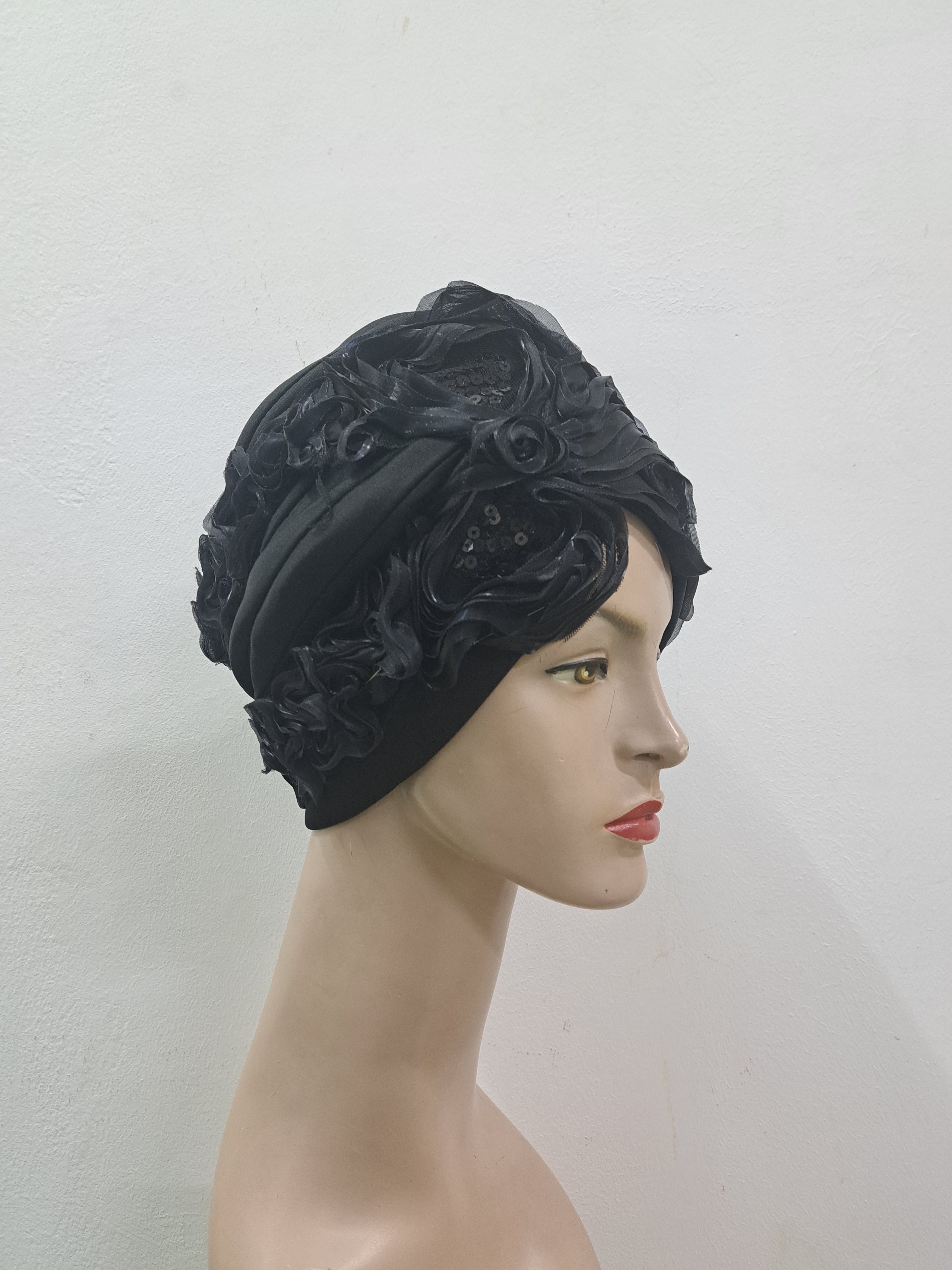 Black Rose Bloom Turban