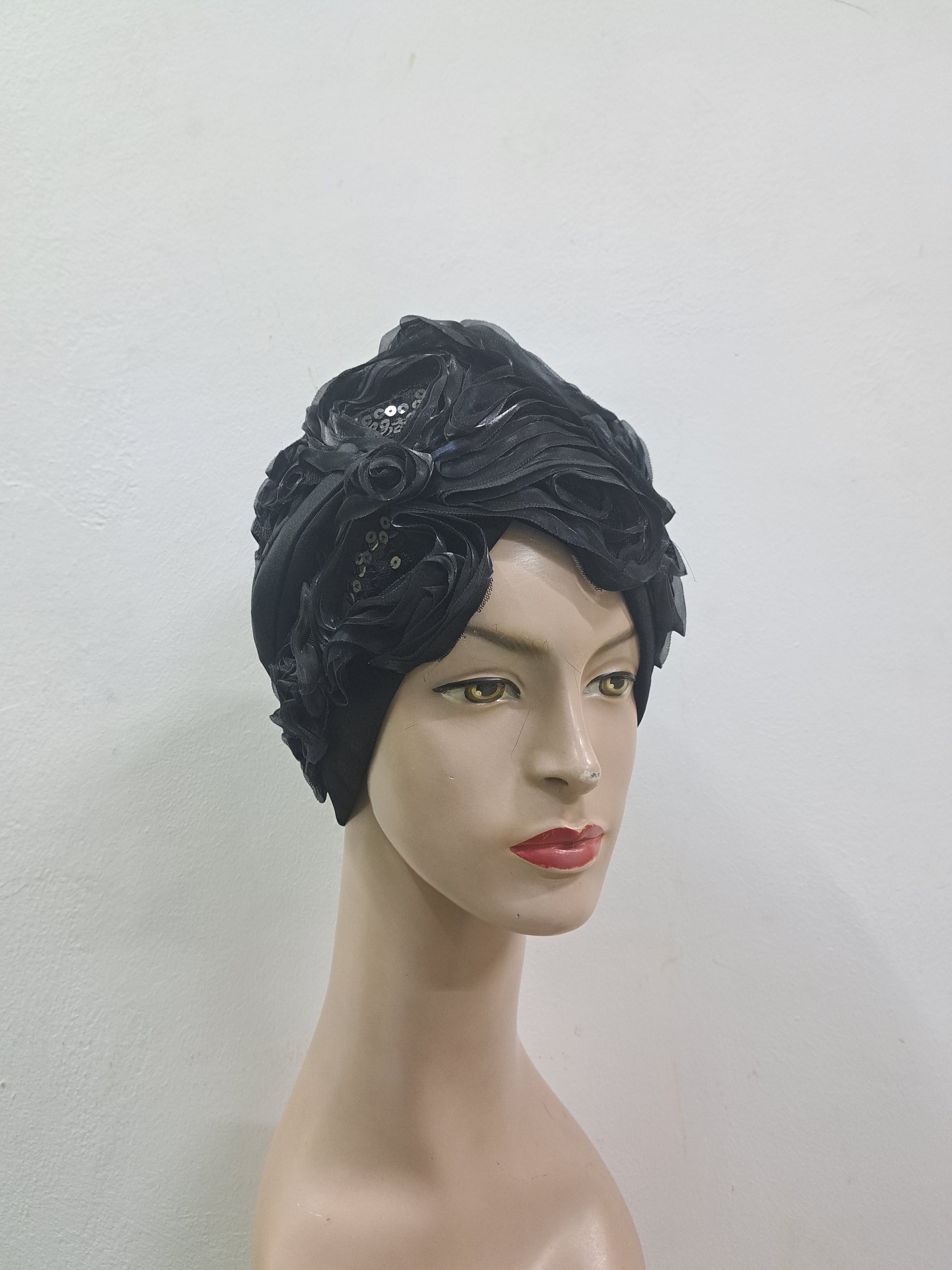 Black Rose Bloom Turban