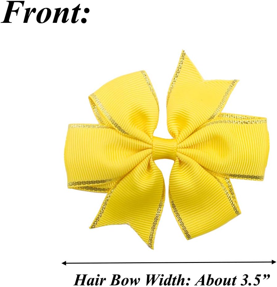 3inches Vibrant Grosgrain Ribbon Bow Hair Clips set of 5 Colors