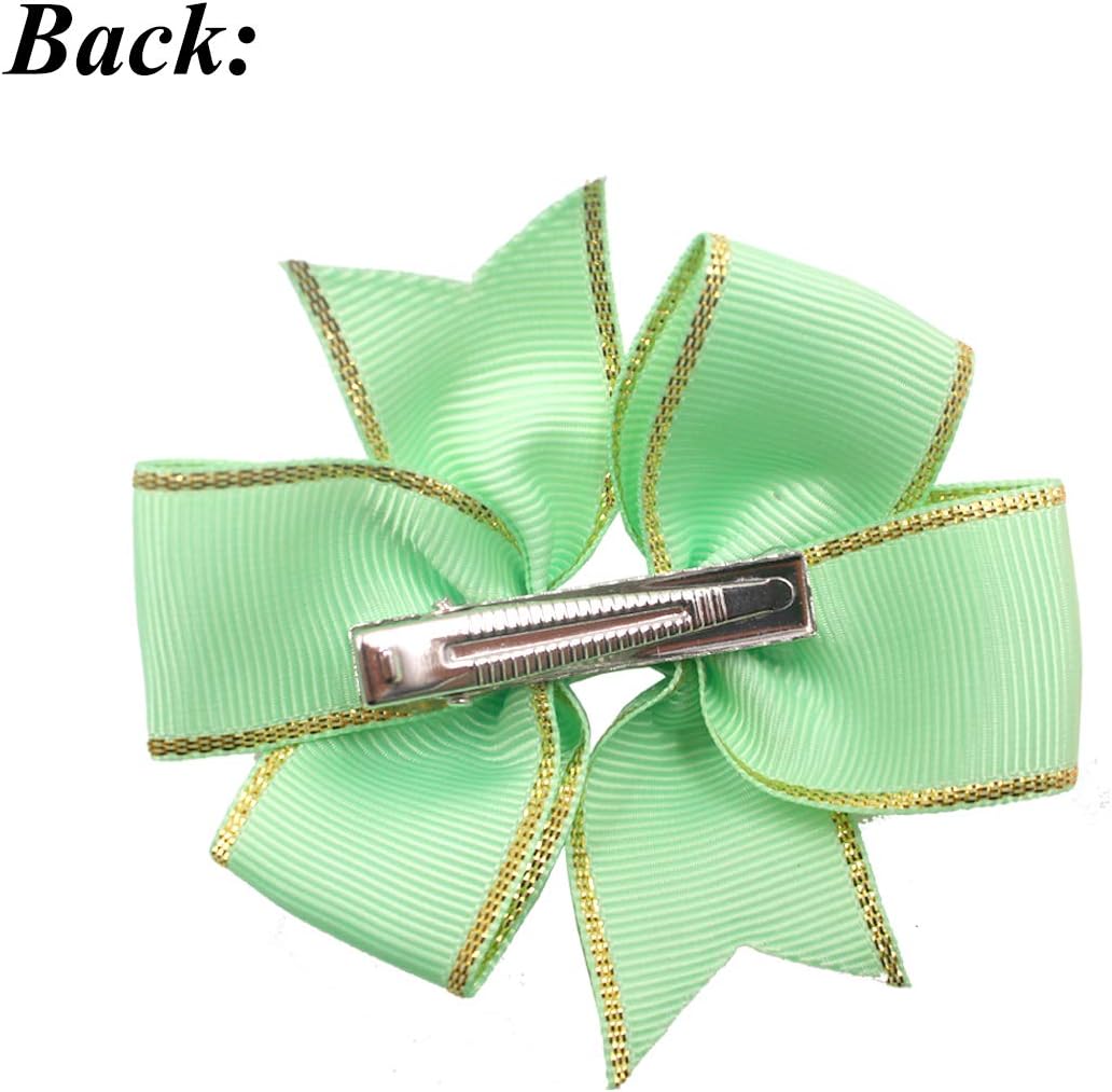 3inches Vibrant Grosgrain Ribbon Bow Hair Clips set of 5 Colors