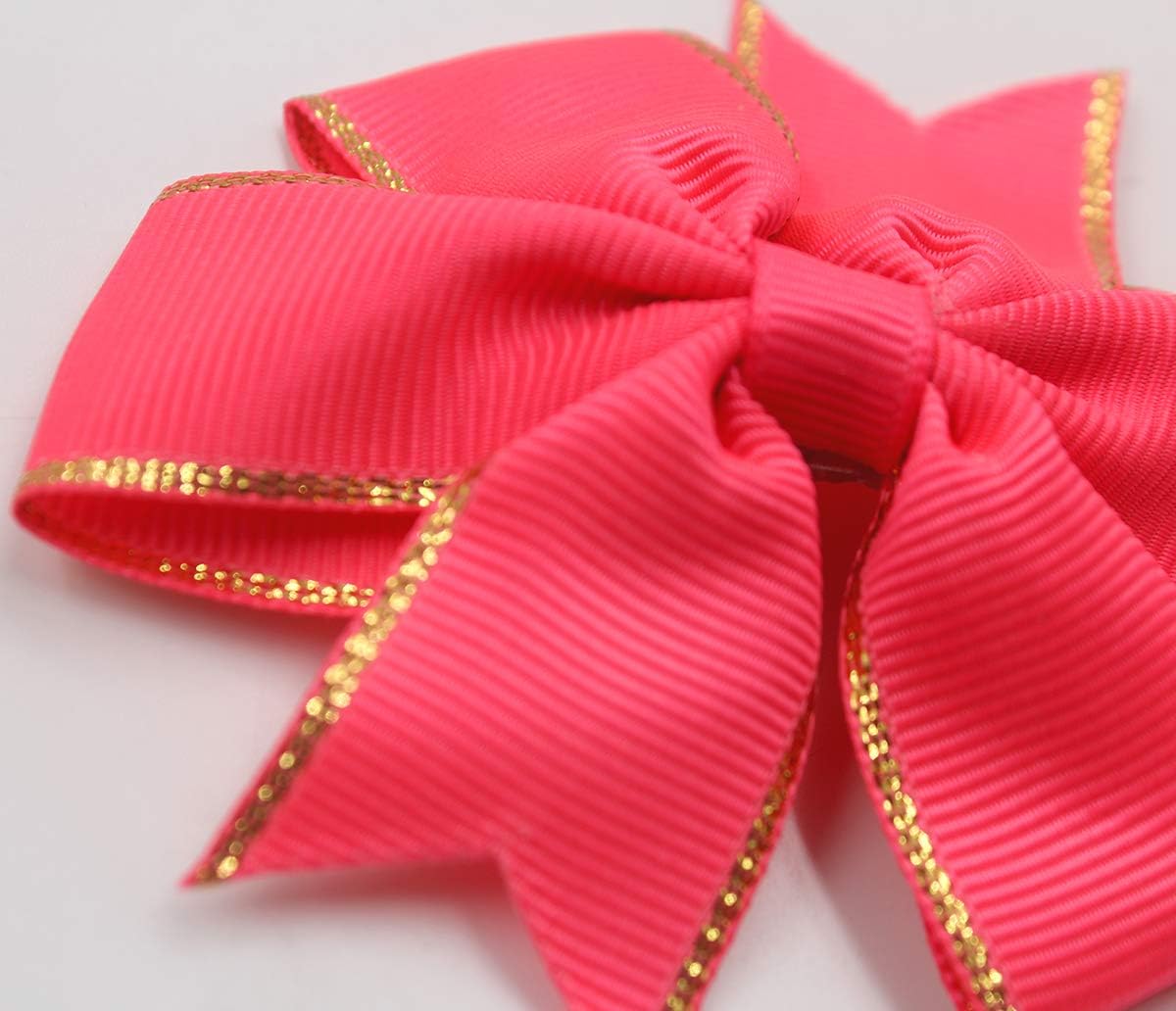 3inches Vibrant Grosgrain Ribbon Bow Hair Clips set of 5 Colors