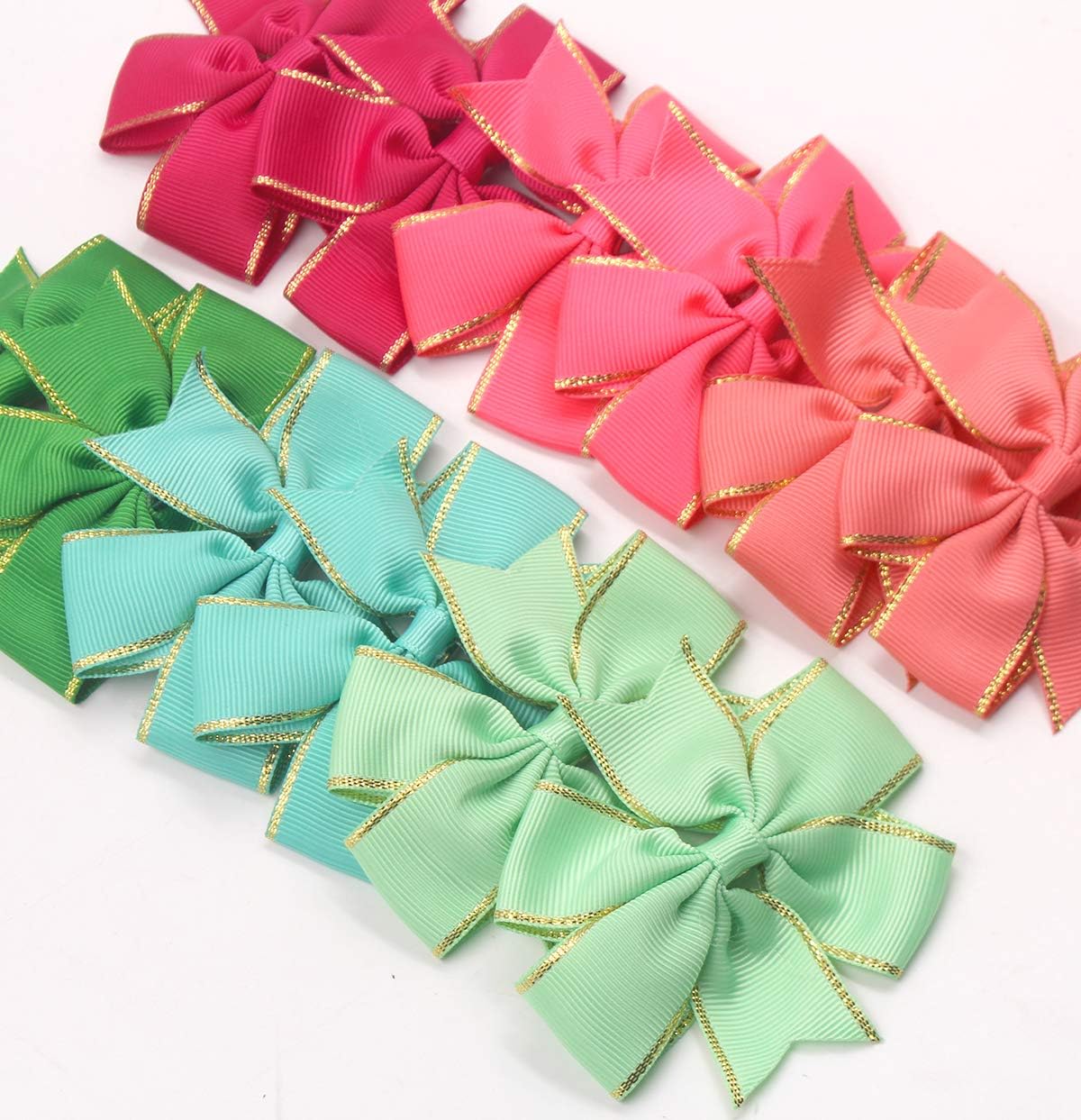 3inches Vibrant Grosgrain Ribbon Bow Hair Clips set of 5 Colors