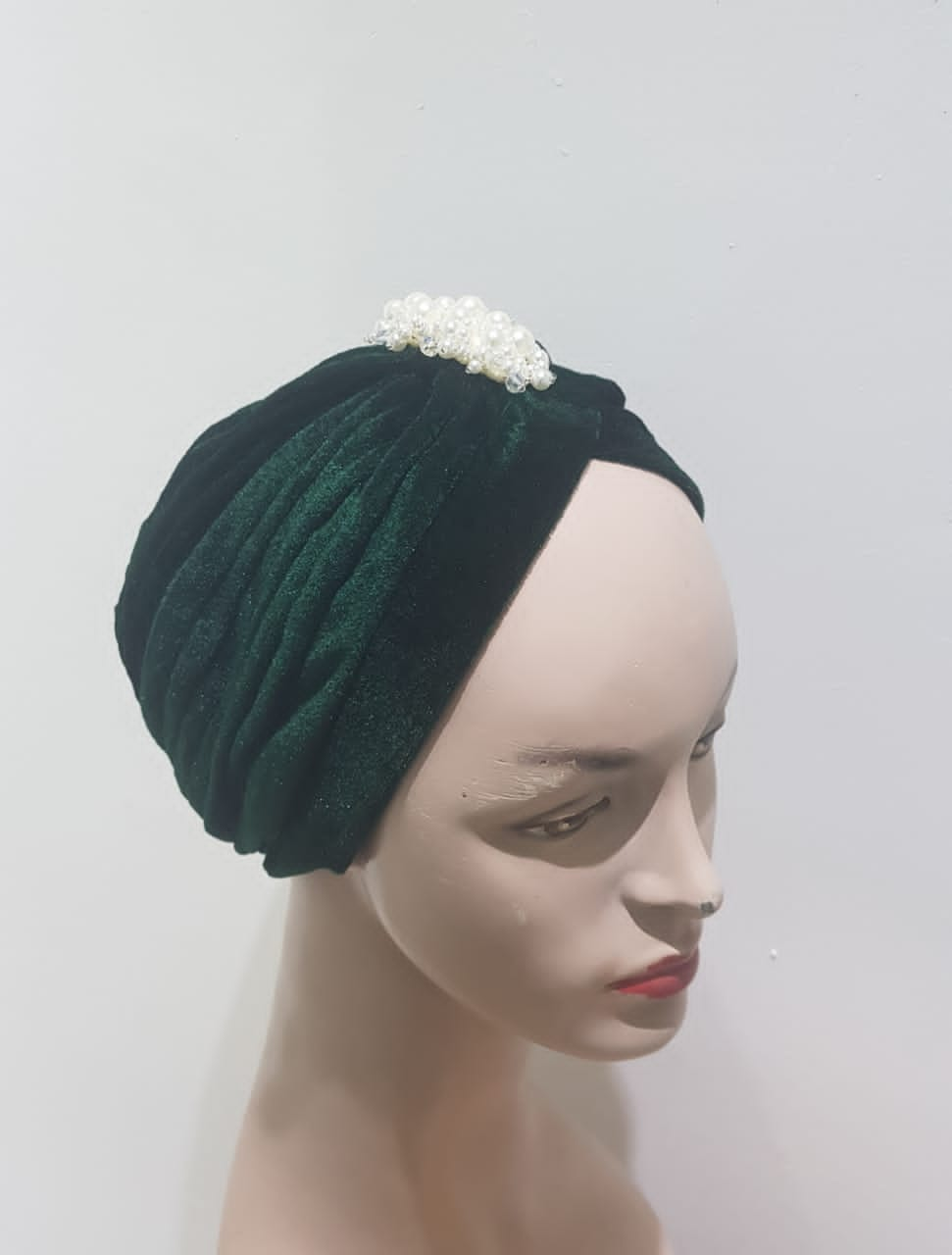 Velvet Elegance Turban Collection with Pearl Cluster Embellishments