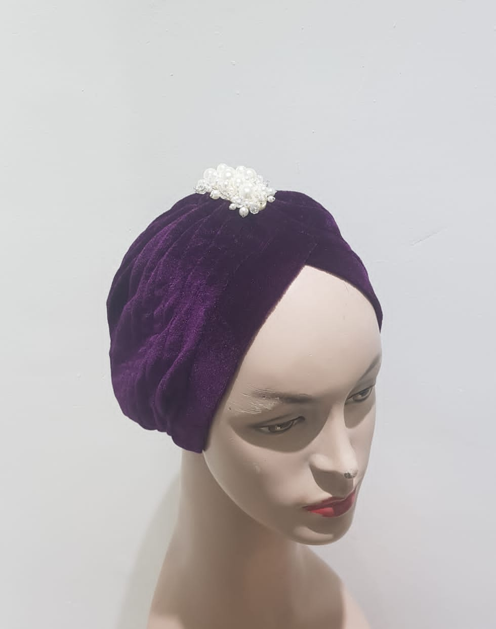 Velvet Elegance Turban Collection with Pearl Cluster Embellishments