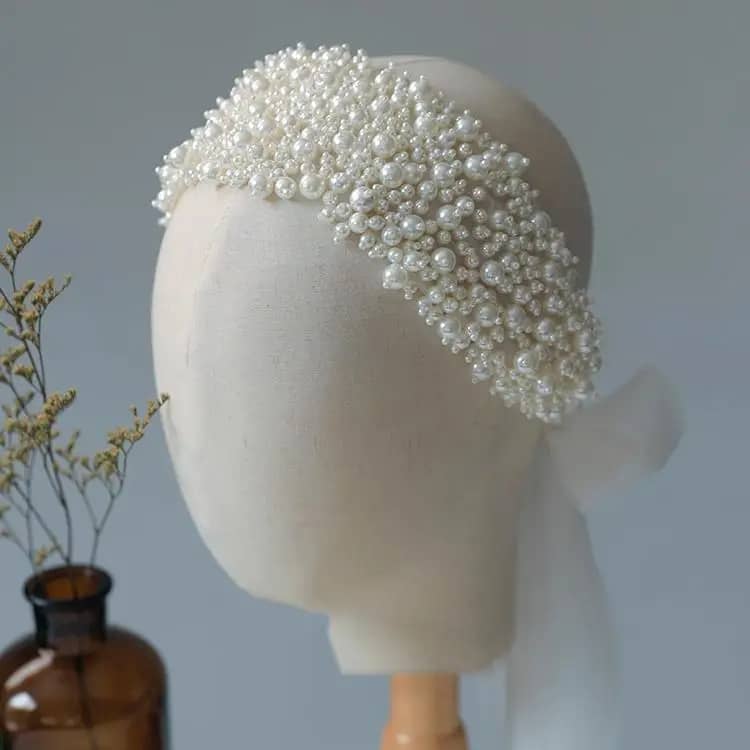 Pearl covered soft headband