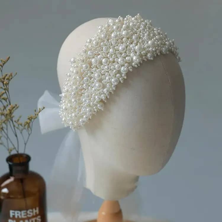 Pearl covered soft headband