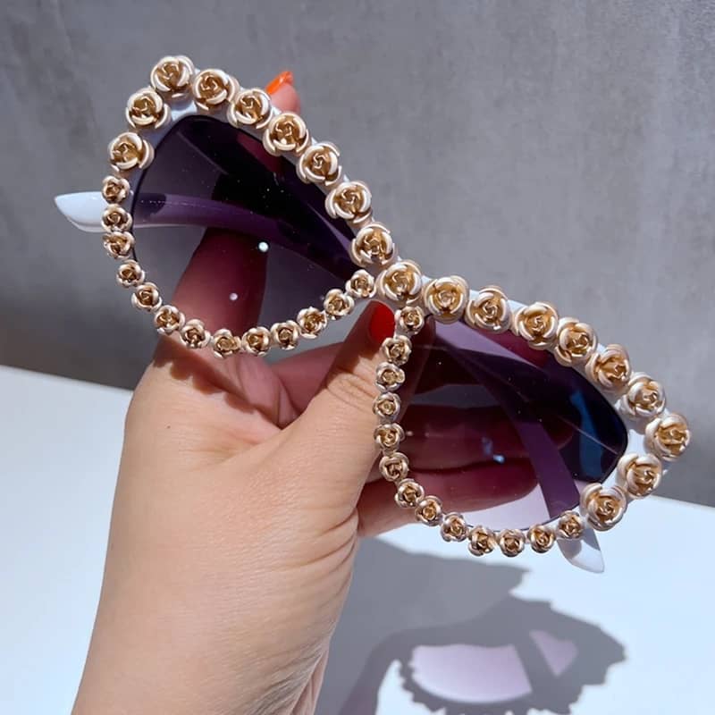 Trendy rose covered sunglasses