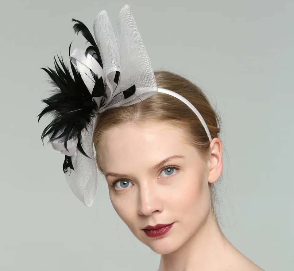 Monochrome Elegance Fascinator Set: Black & White Sophistication