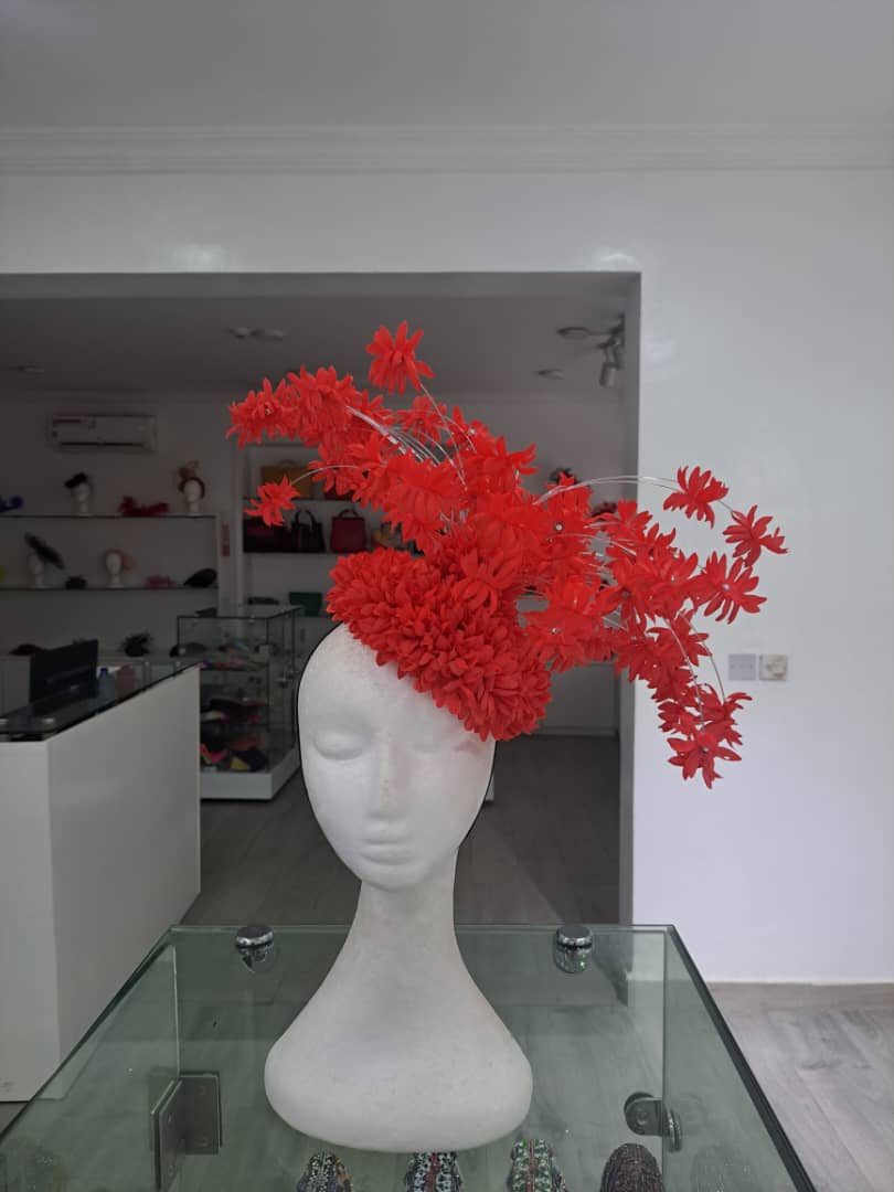 Coral Blossom Cascade Fascinator