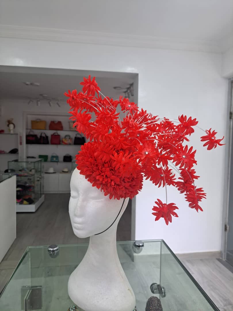 Coral Blossom Cascade Fascinator