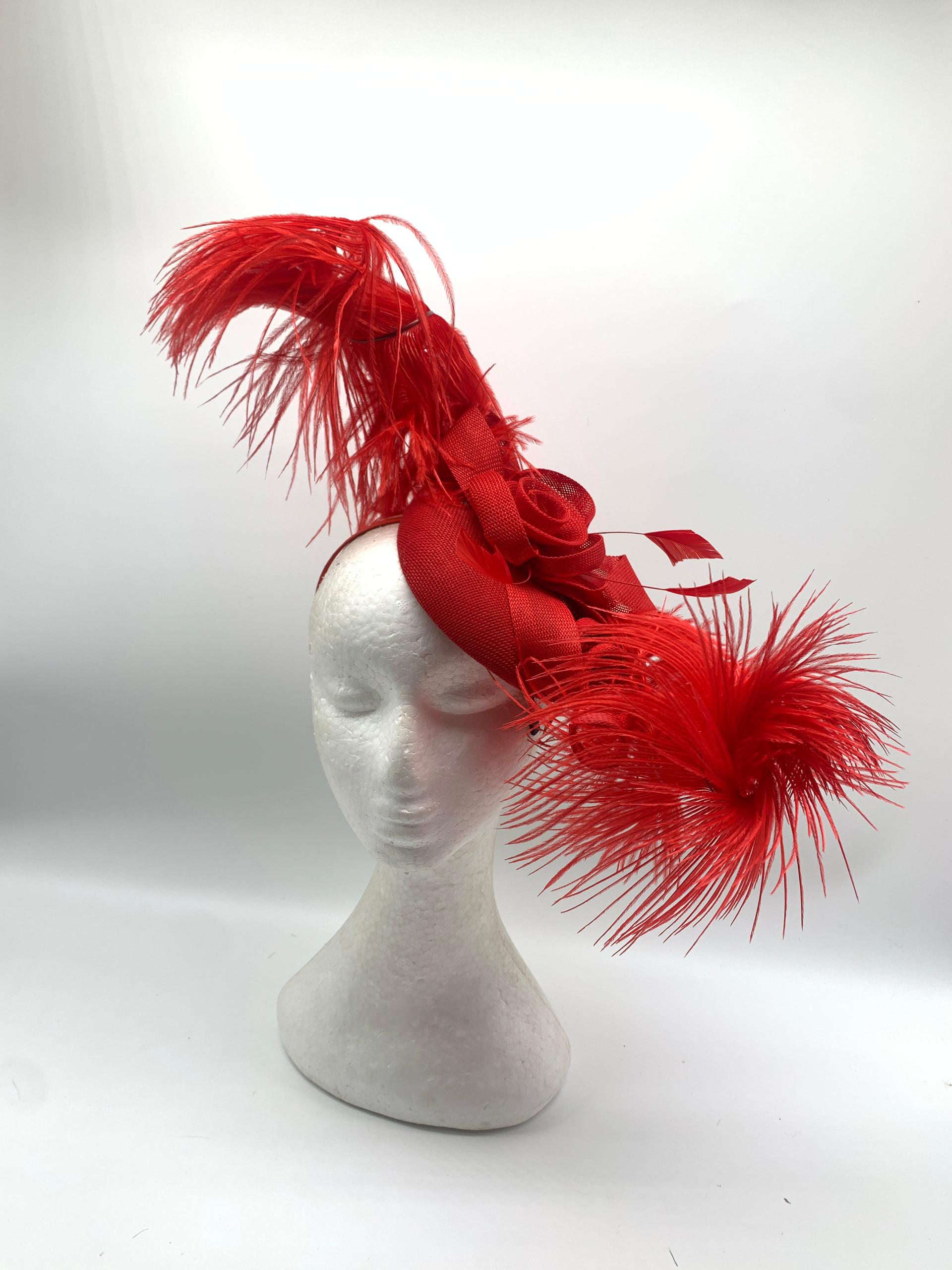 Elegant sinamay-like feathered fascinator