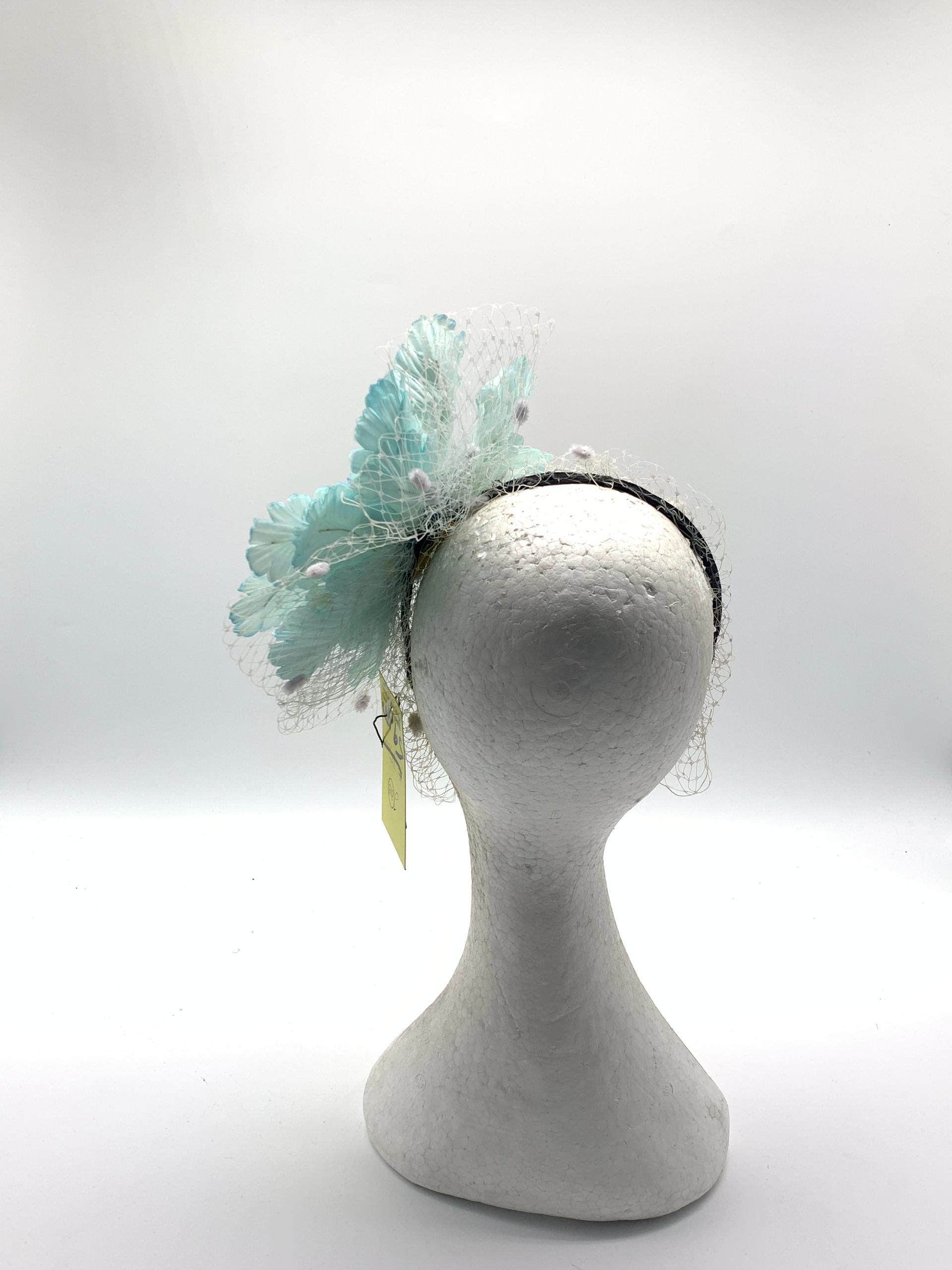 Mint Green Rose Veil Fascinator